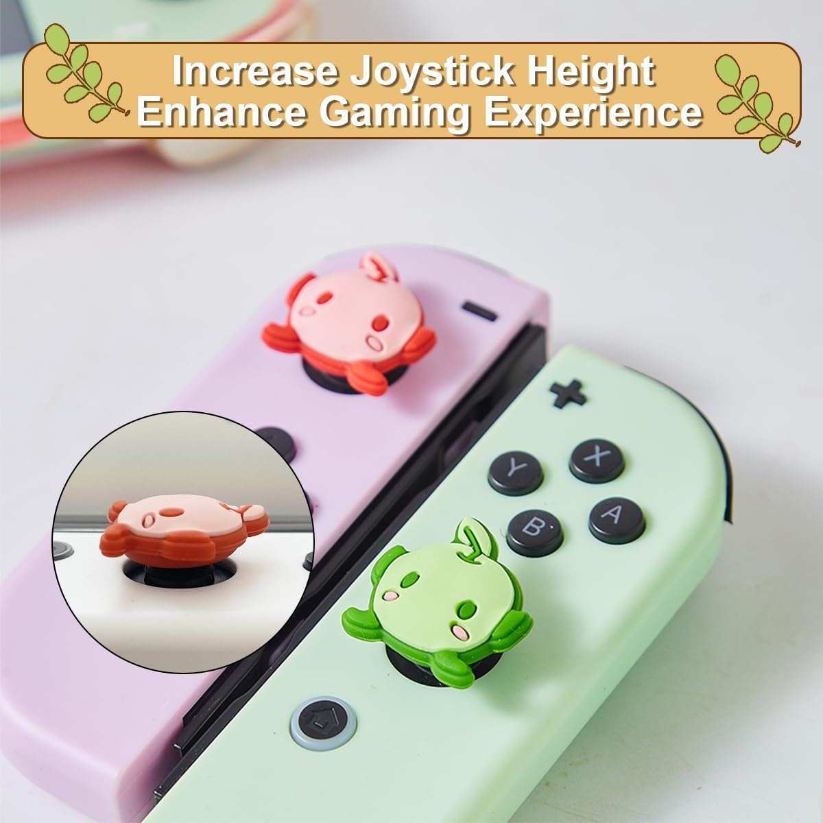 Nintendo Switch Thumb Grip Caps - 4PCS Silicone Joycon Grips Cover for Switch Lite/OLED, Kawaii Joystick Caps in Blue Green/Red (Junimo Style) - Ergonomic Gaming Accessories for Comfortable Play Sessions