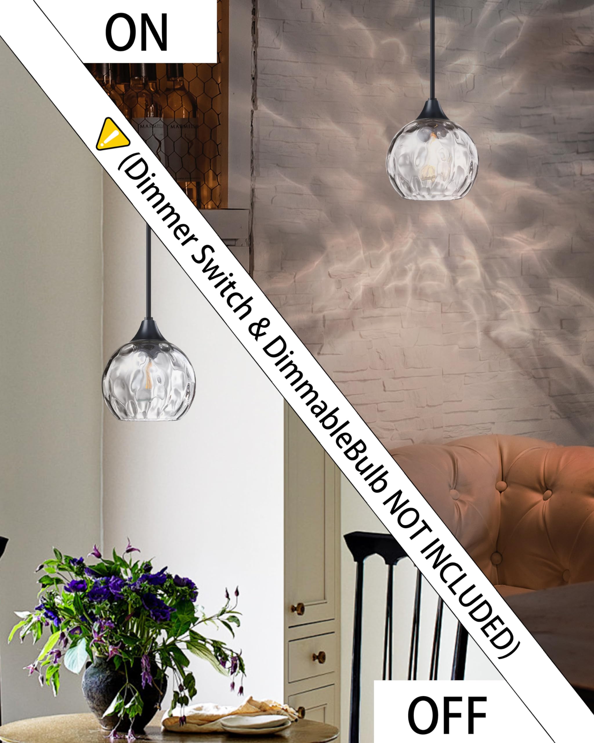 3 Pack Black Modern Farmhouse Pendant Lights - 6.3