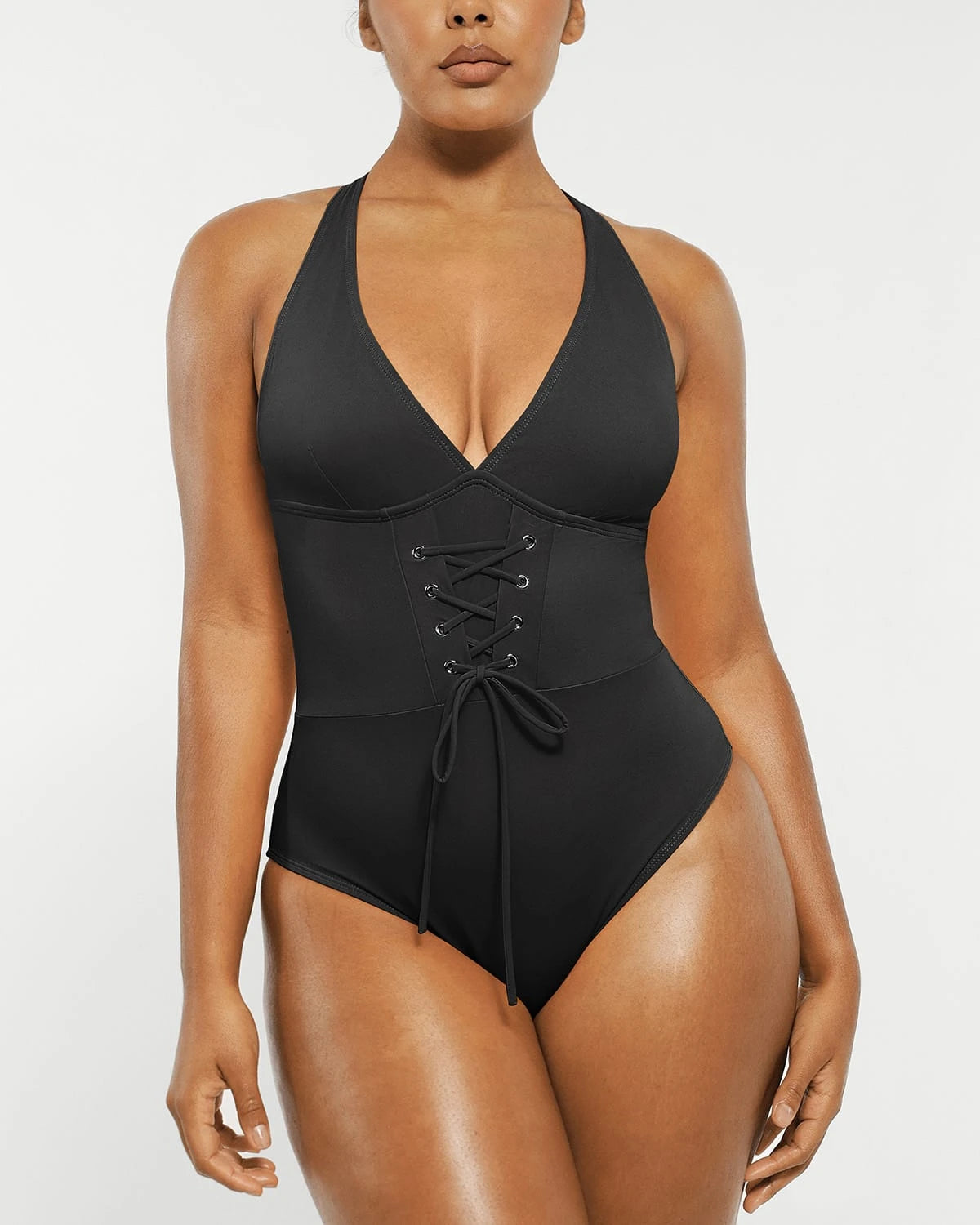Smart Sculpt Plunge Corset Shaping Swimsuit - Slimming One Piece Bathing Suit for Women, Perfect for Beach Vacations & Pool Parties