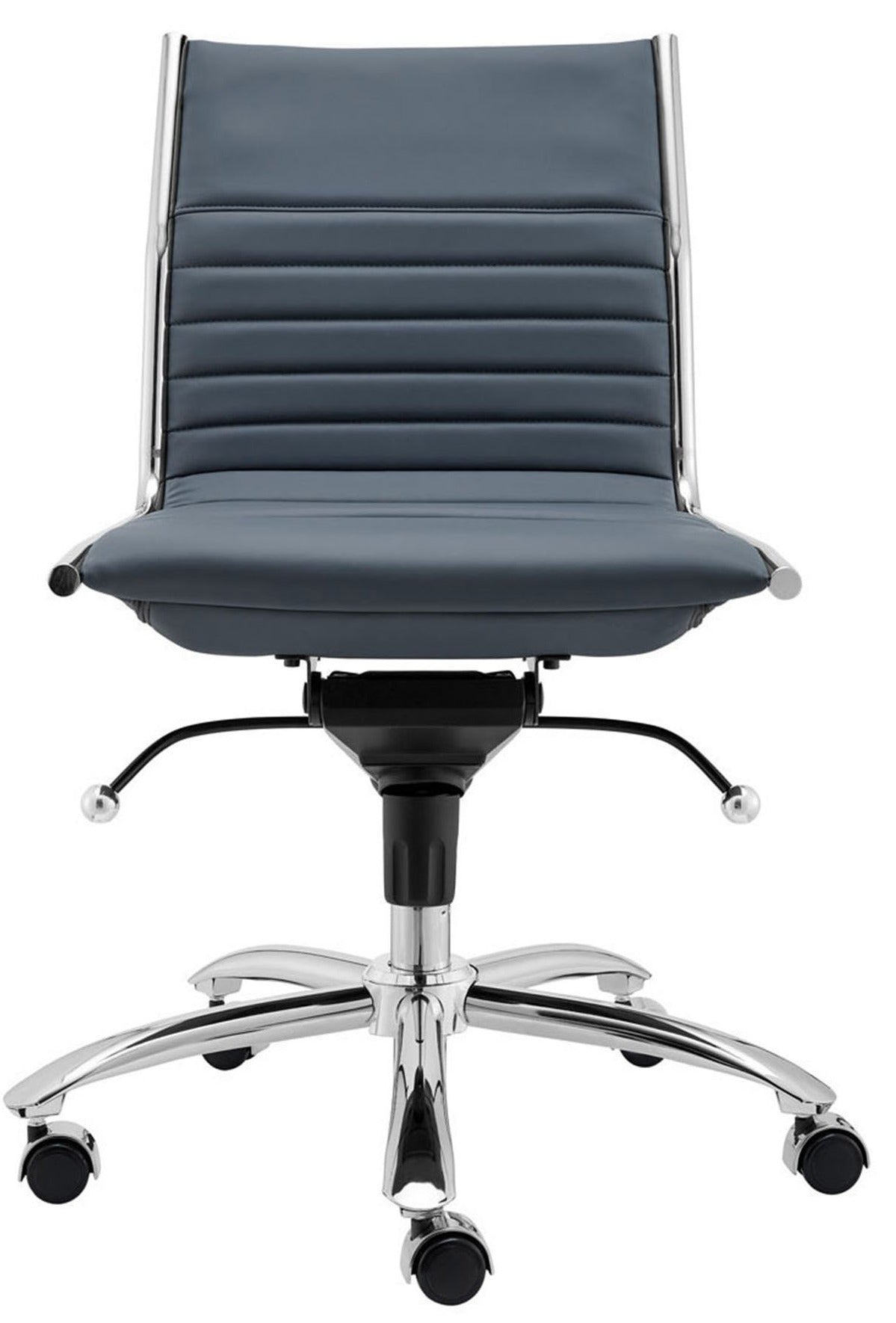 Euro Style Dirk Low Back Office Chair - Armless Ergonomic Design with Chrome Steel Base for Home, Office & Workspace Comfort