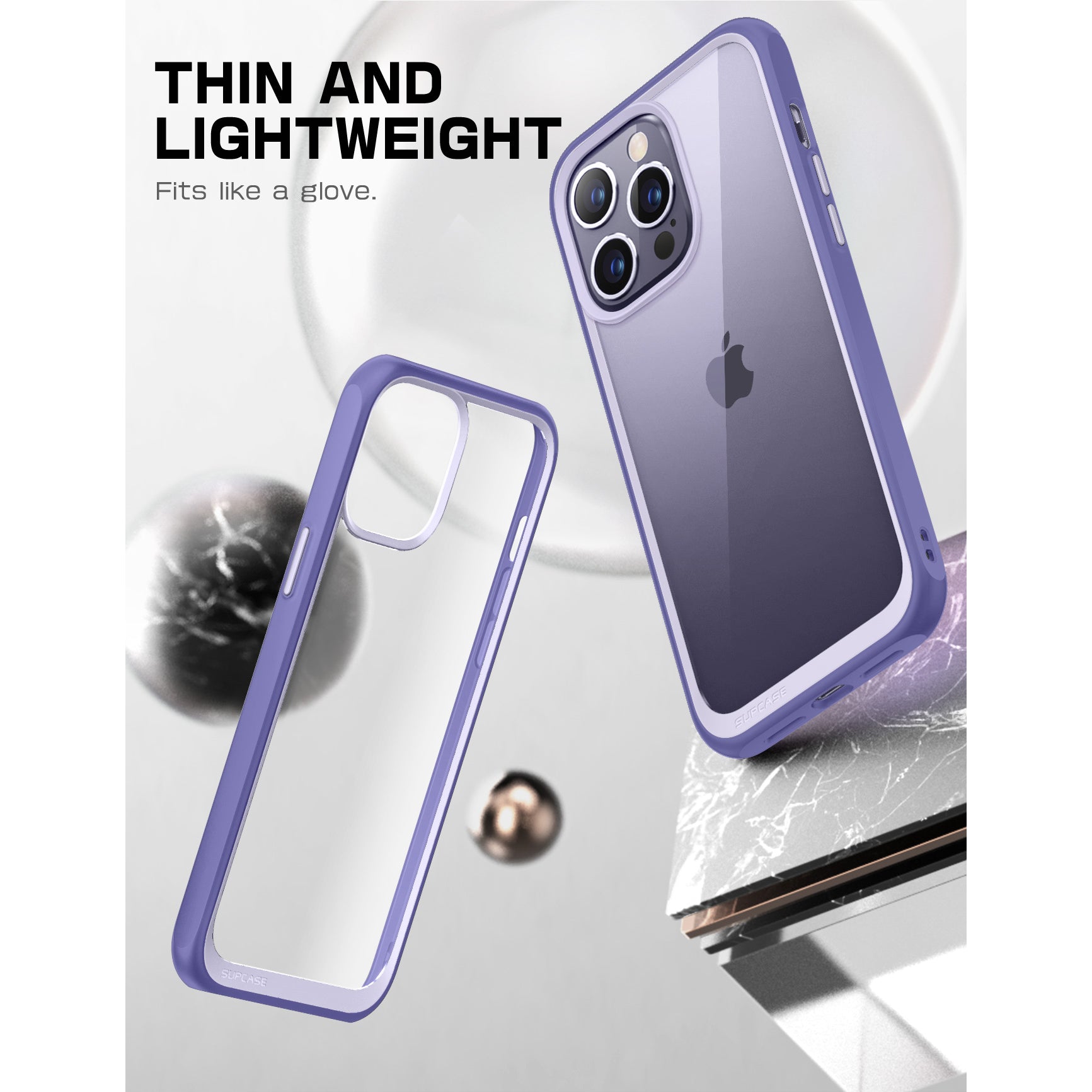 iPhone 14 Pro Case 6.1 Inch | Unicorn Beetle Slim Clear Protective Cover | Shockproof & Scratch Resistant | Perfect for Everyday Use, Travel & Outdoor Activities (Deep Purple)