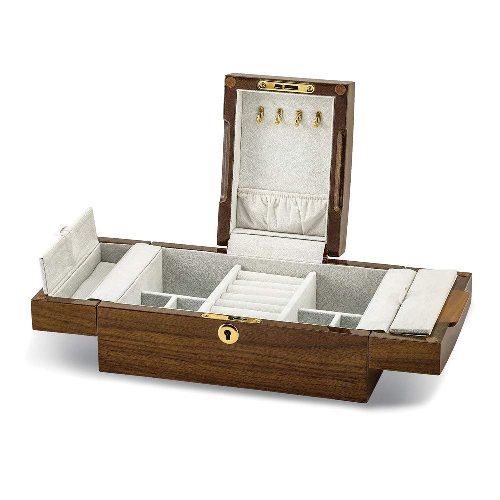 Exquisite Burlwood & Walnut Veneer Jewelry Box - Handcrafted Wooden Jewelry Organizer for Necklaces, Rings & Earrings - Perfect for Home Decor, Gift Giving & Luxury Storage