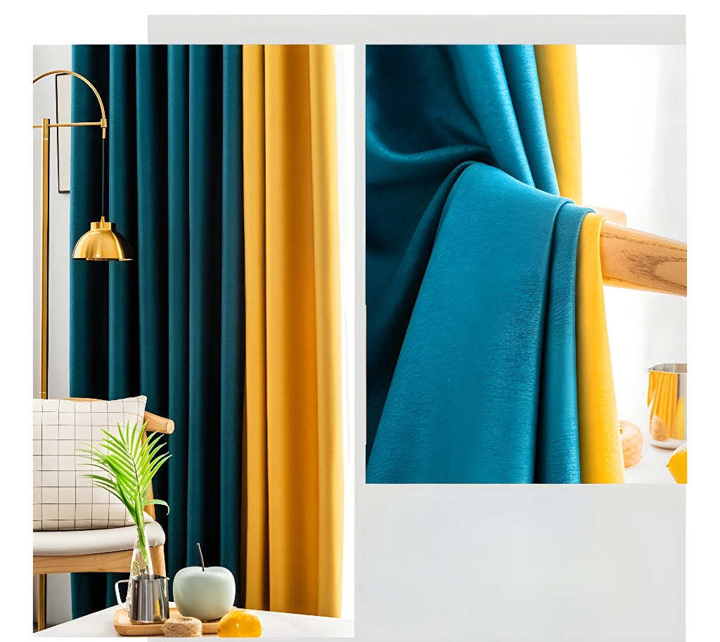 Naomi Color Blocking Blackout Curtains - Custom Room Darkening Window Drapes for Bedroom & Living Room | Noise Reducing & Light Blocking for Better Sleep