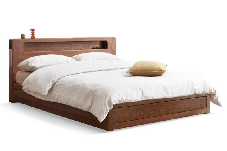 Premium Oak Solid Wood Luminous Box Bed - Durable Nightstand with Glow-in-the-Dark Features for Bedroom, Guest Room, and Kids Room Decor
