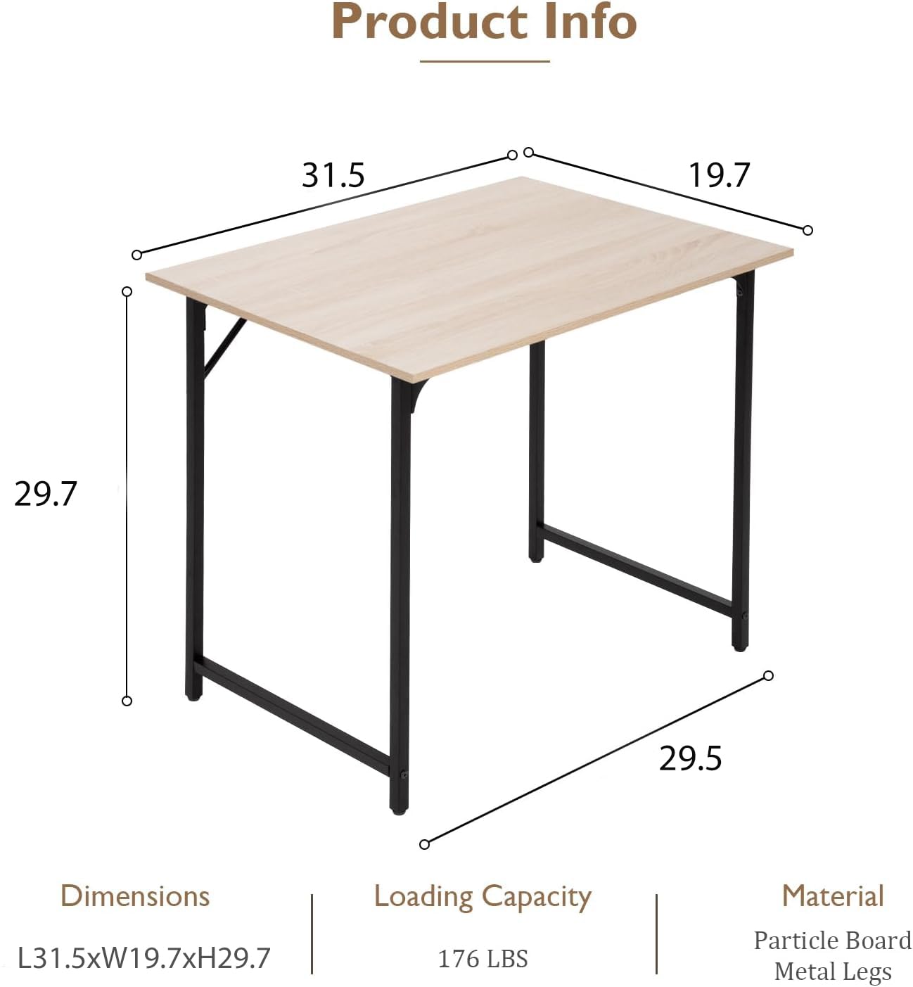Best 32 Inch Computer Desk for Home Office - Modern Simple Design Study Writing Desk with Natural Finish - Perfect for Small Spaces, Remote Work & Online Classes