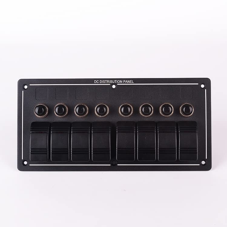 8 Gang Marine Boat RV Switch Panel - Waterproof Aluminum LED Rocker with Circuit Breaker for Car, Boat & RV Styling | Perfect for Dashboards, Control Panels & Marine Applications
