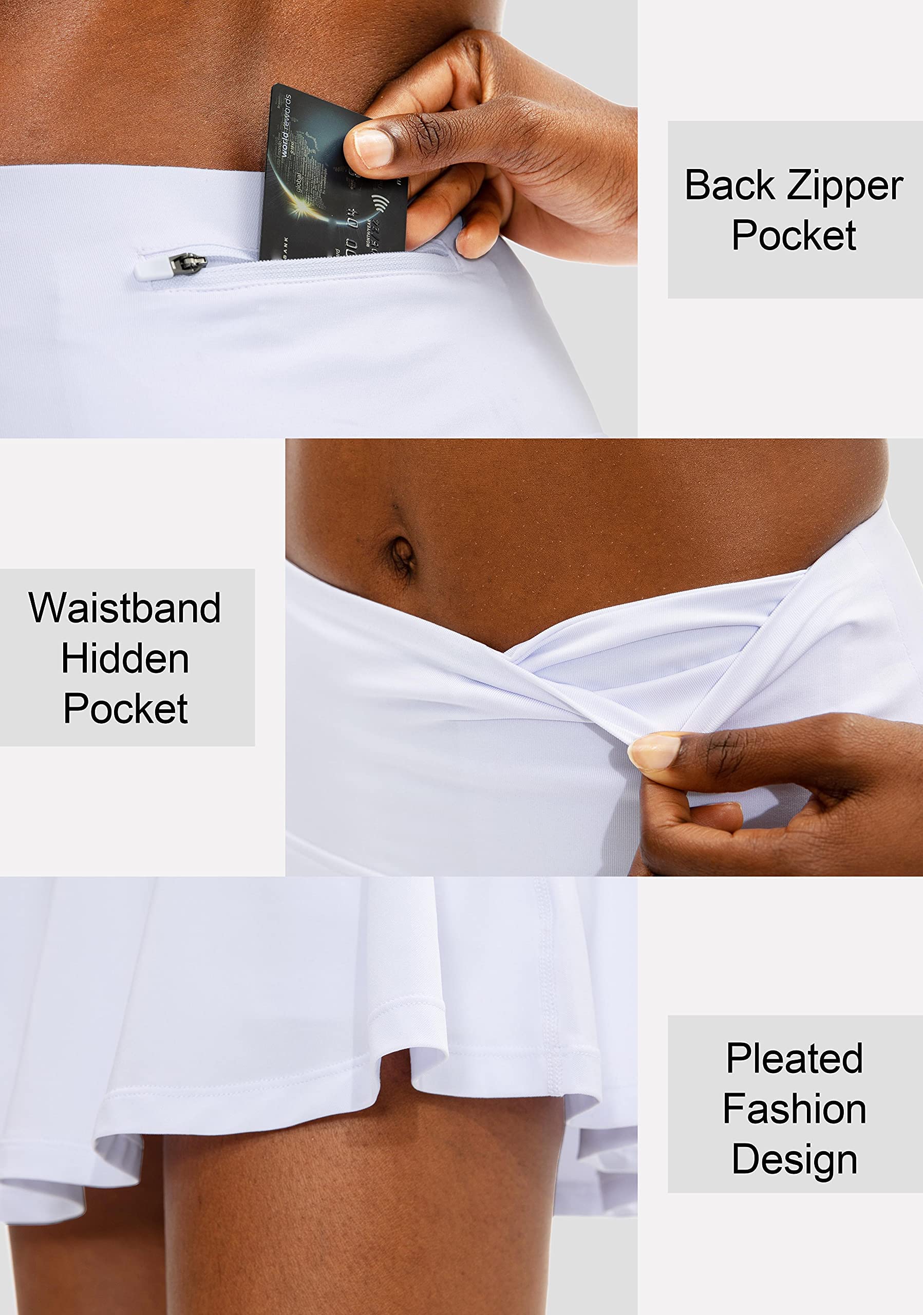 ThreeH Women's High Waist Pleated Tennis Skirt - Athletic Golf Skirt for Running, Yoga, Badminton & Casual Wear - Perfect for Sports, Workouts and Everyday Fashion