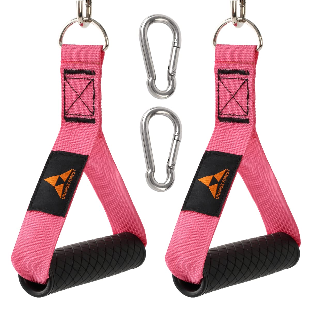 Heavy Duty Resistance Band Handles with Unbreakable Rubber Grips - Compatible with Home Gym Cable Machines & High Capacity Pulley Systems (Includes 2 Carabiners) - Perfect for Strength Training, CrossFit, and Home Workouts