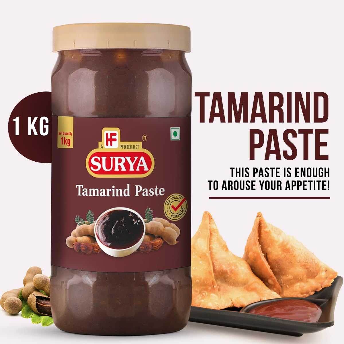 SURYA 1kg Tamarind Paste (Imli) - Natural, Ready to Use Cooking Paste for Indian & Asian Cuisine - No Added Flavors or Preservatives - Perfect for Curries, Chutneys, and Beverages
