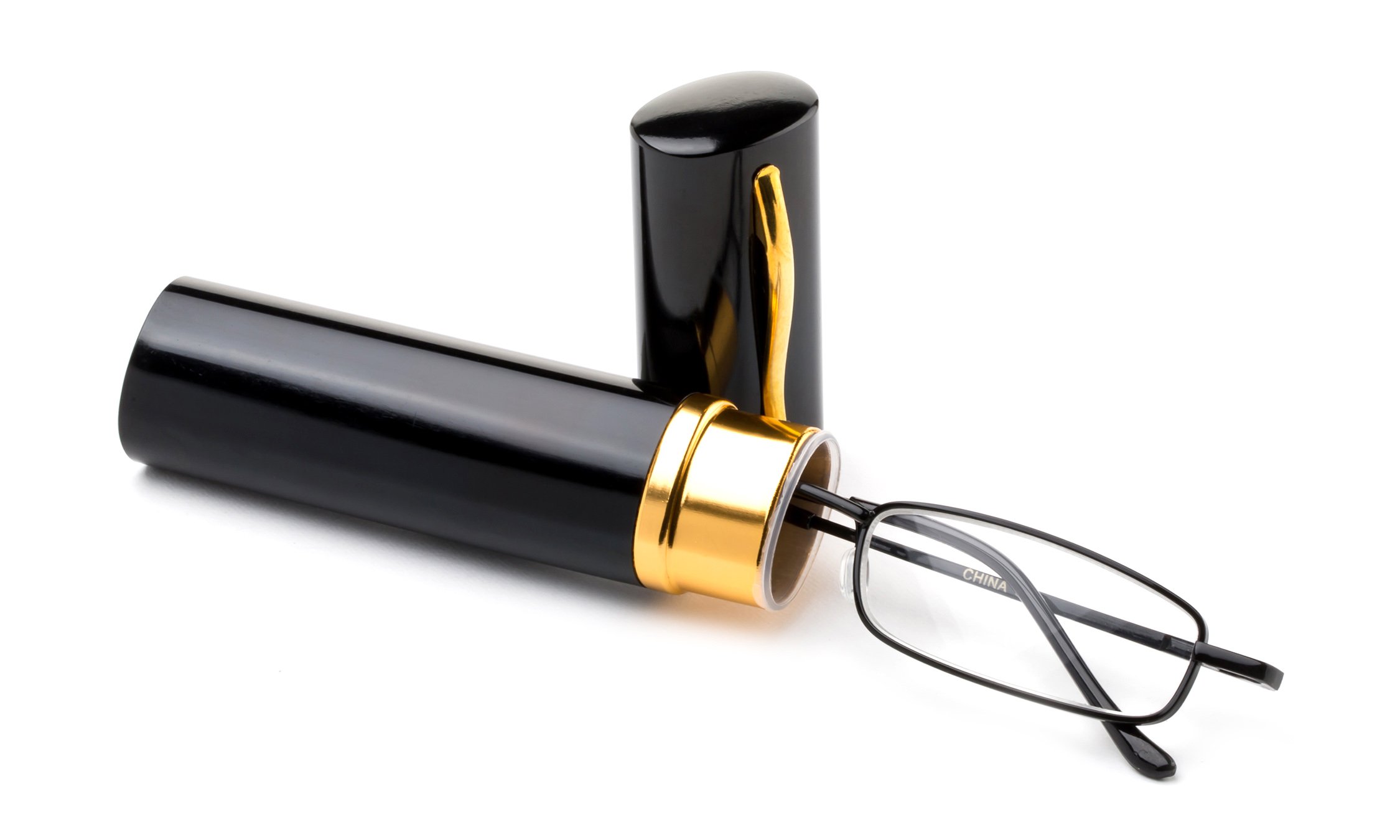 Ultra Compact Spring Temple Reading Glasses with Portable Pocket Clip & Aluminum Case - Lightweight Fashion Eyewear for Men & Women - Perfect for Reading, Travel, and Everyday Use
