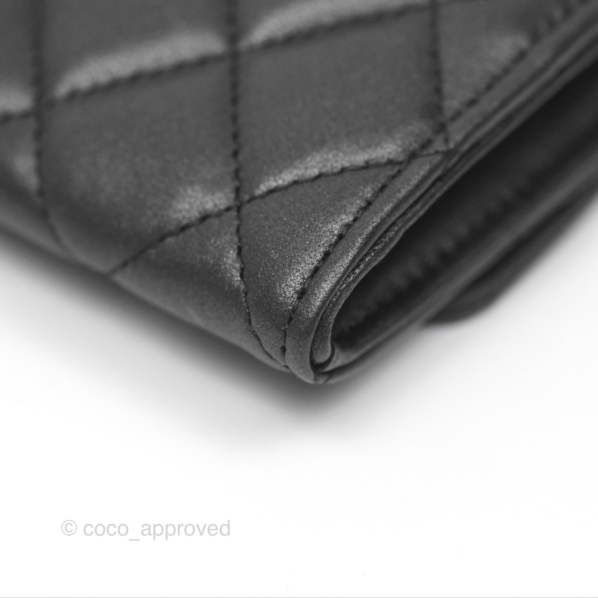 Chanel Classic Flap Card Holder - Quilted Iridescent So Black Leather Wallet for Women | Luxury Credit Card Case for Everyday Use & Special Occasions