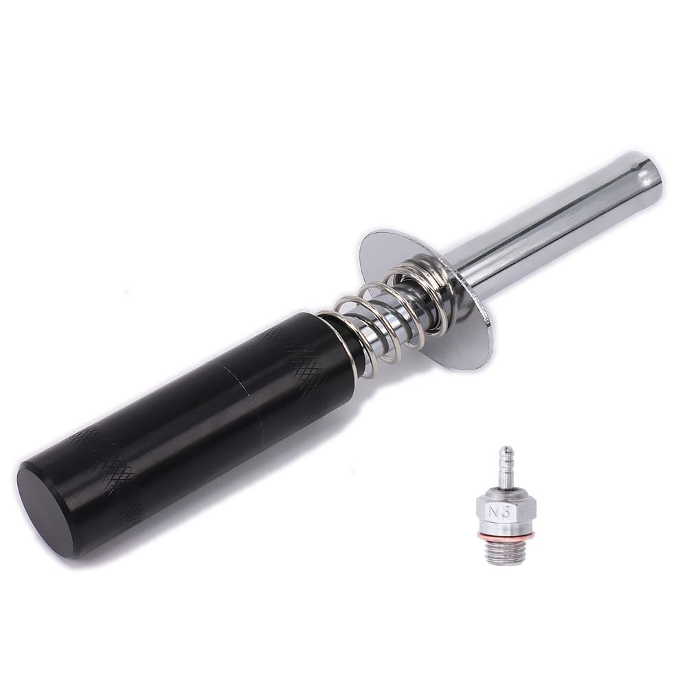 High-Performance Glow Plug Igniter & N3 Hot Spark Glow Plugs - AA Battery Powered Nitro Engine Starter Tool for 1/10 RC Cars, Buggy Trucks & Model Airplanes (Black) | Perfect for Nitro RC Vehicle Maintenance & Quick Engine Starts