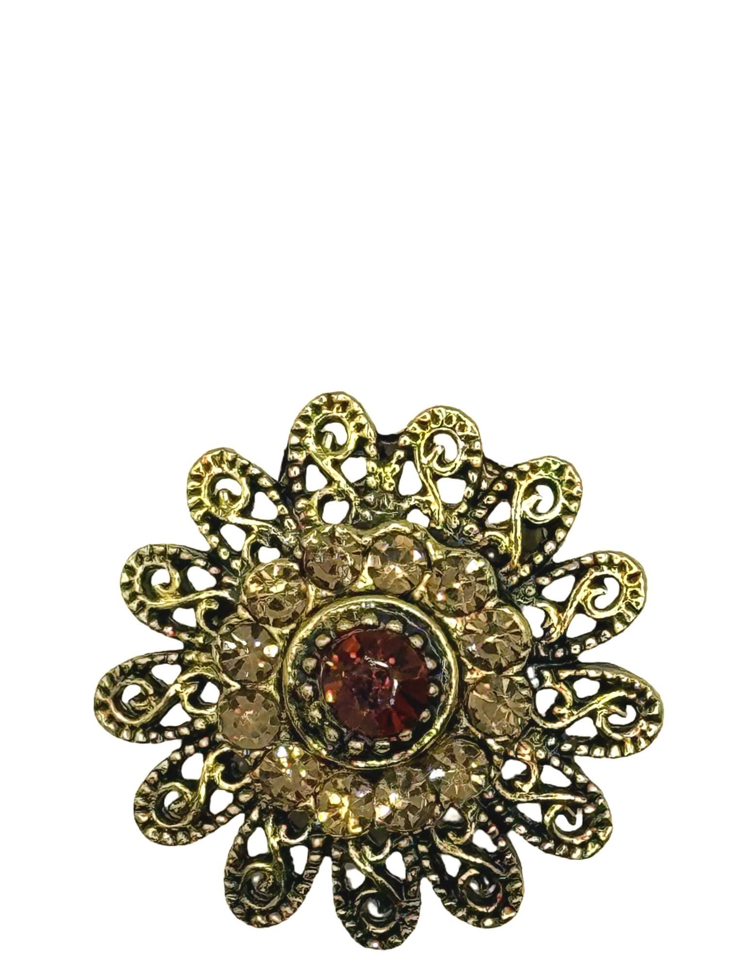 DÉCLIC Alfonso Medallion Pin - 18K Gold Plated Elegant Brooch for Women, Perfect for Weddings, Parties & Special Occasions