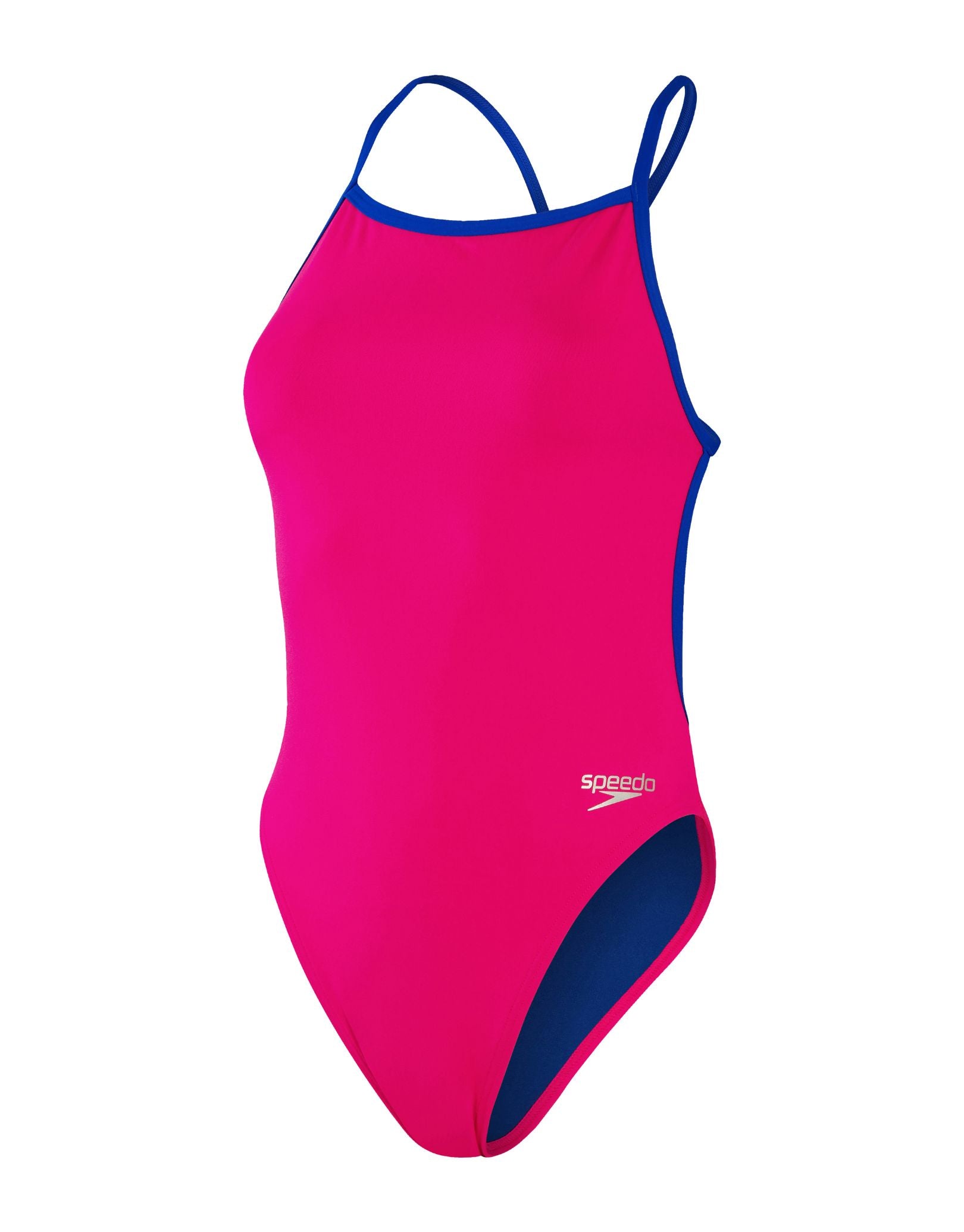 Women's Solid V Back One Piece Swimsuit - Pink & Blue Colors for Beach, Pool & Summer Vacation