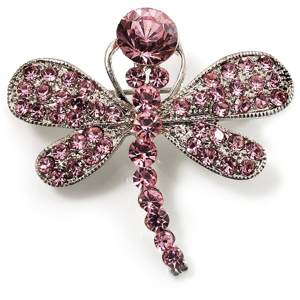 Elegant Small Pink Crystal Butterfly Brooch Pin - Silver Tone Jewelry for Women, Girls - Perfect for Dresses, Blazers, Hats & Gift Giving