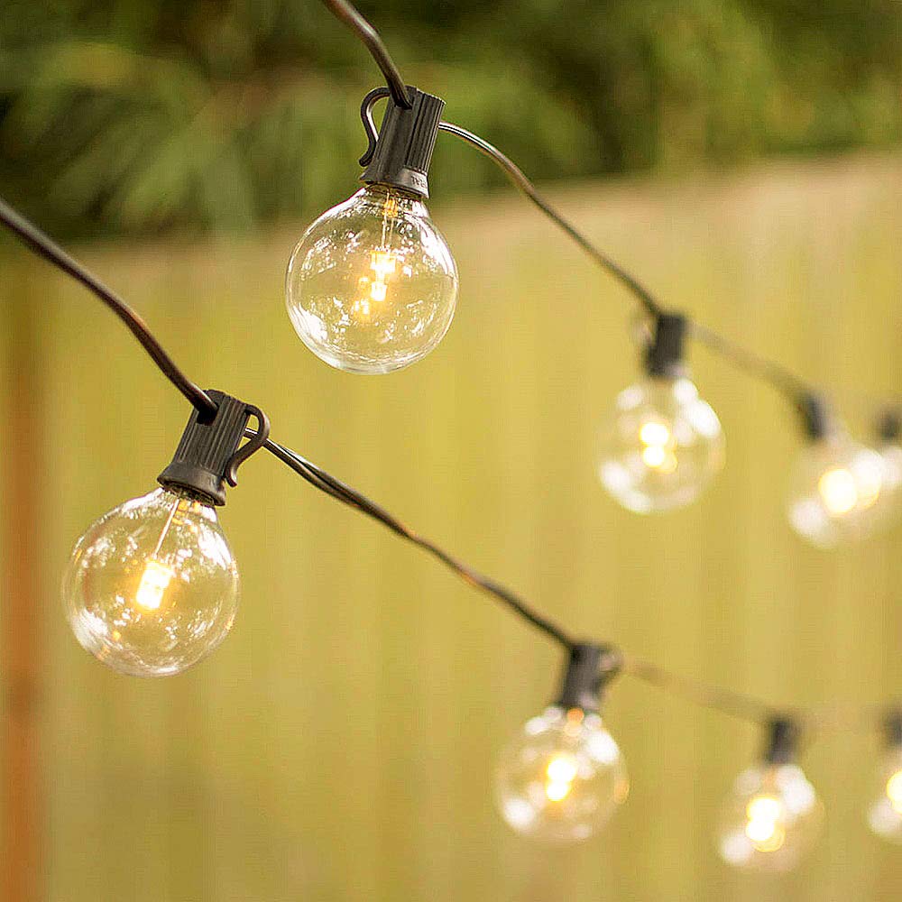 100ft Outdoor String Lights with 110 G40 Bulbs (10 Spare) - Black Wire Globe Lights for Patio, Backyard, Deck, Gazebo, Pergola - Perfect for Parties, Weddings, and Outdoor Dining Decor