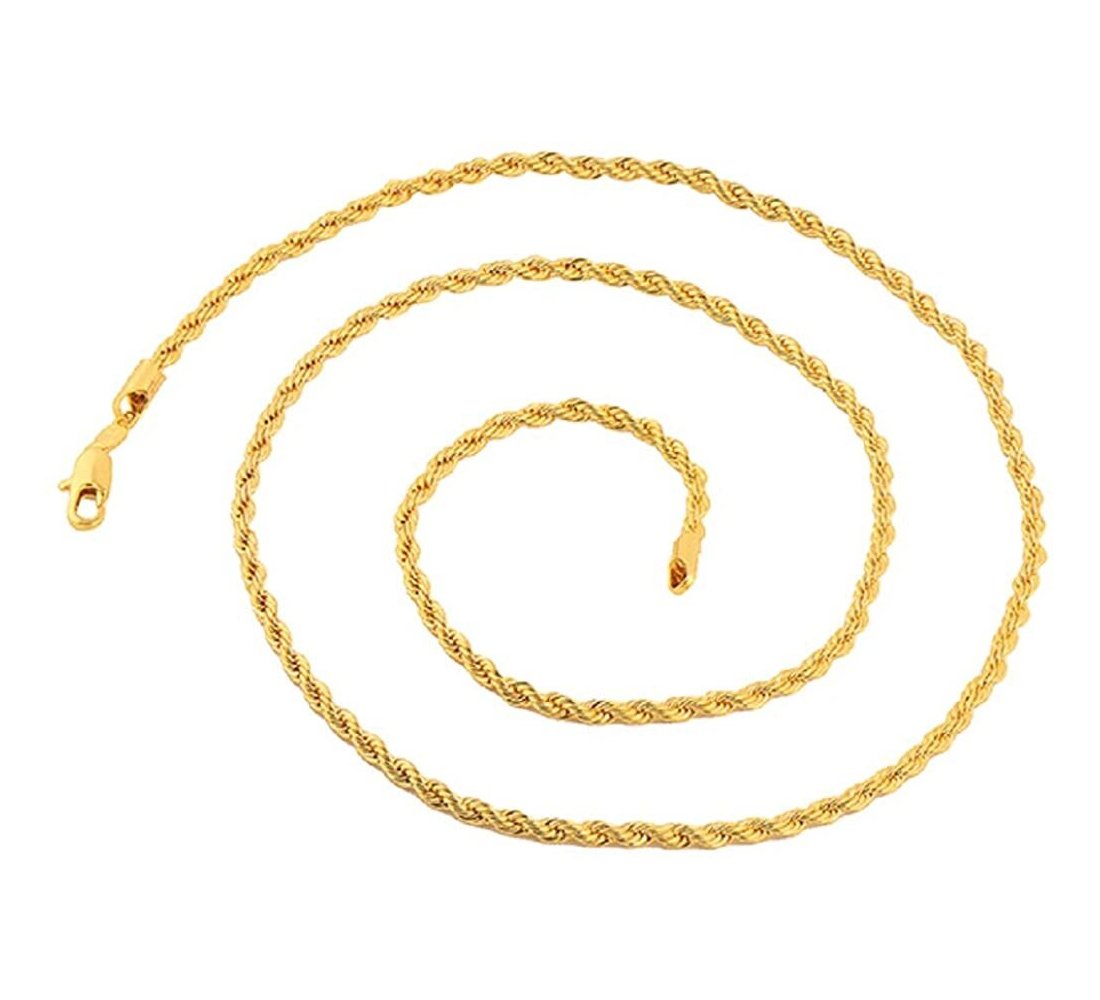 3MM 060 Yellow Gold Rope Chain Necklace - .925 Sterling Silver - 7 to 30 Inches - Perfect for Gifts, Parties & Everyday Wear