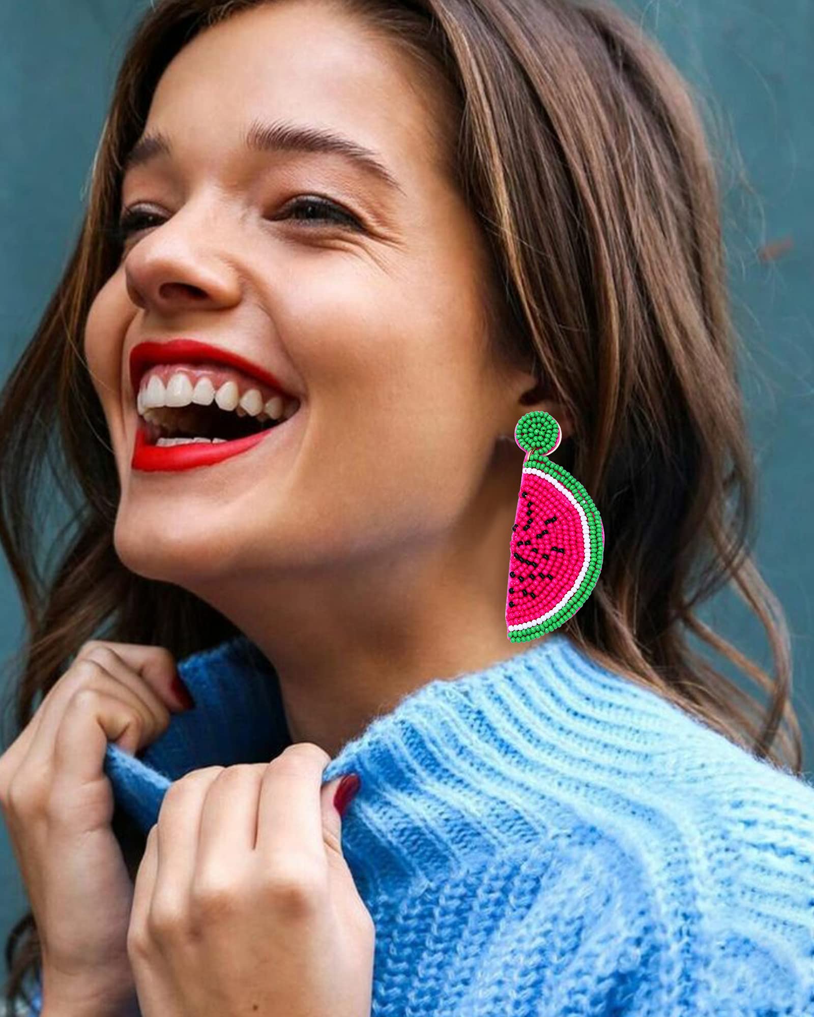Handmade Boho Seed Bead Drop Earrings for Women - Tropical Fruit & Flamingo Dangle Earrings - Perfect for Summer, Beach Vacations & Boho Fashion Accessories