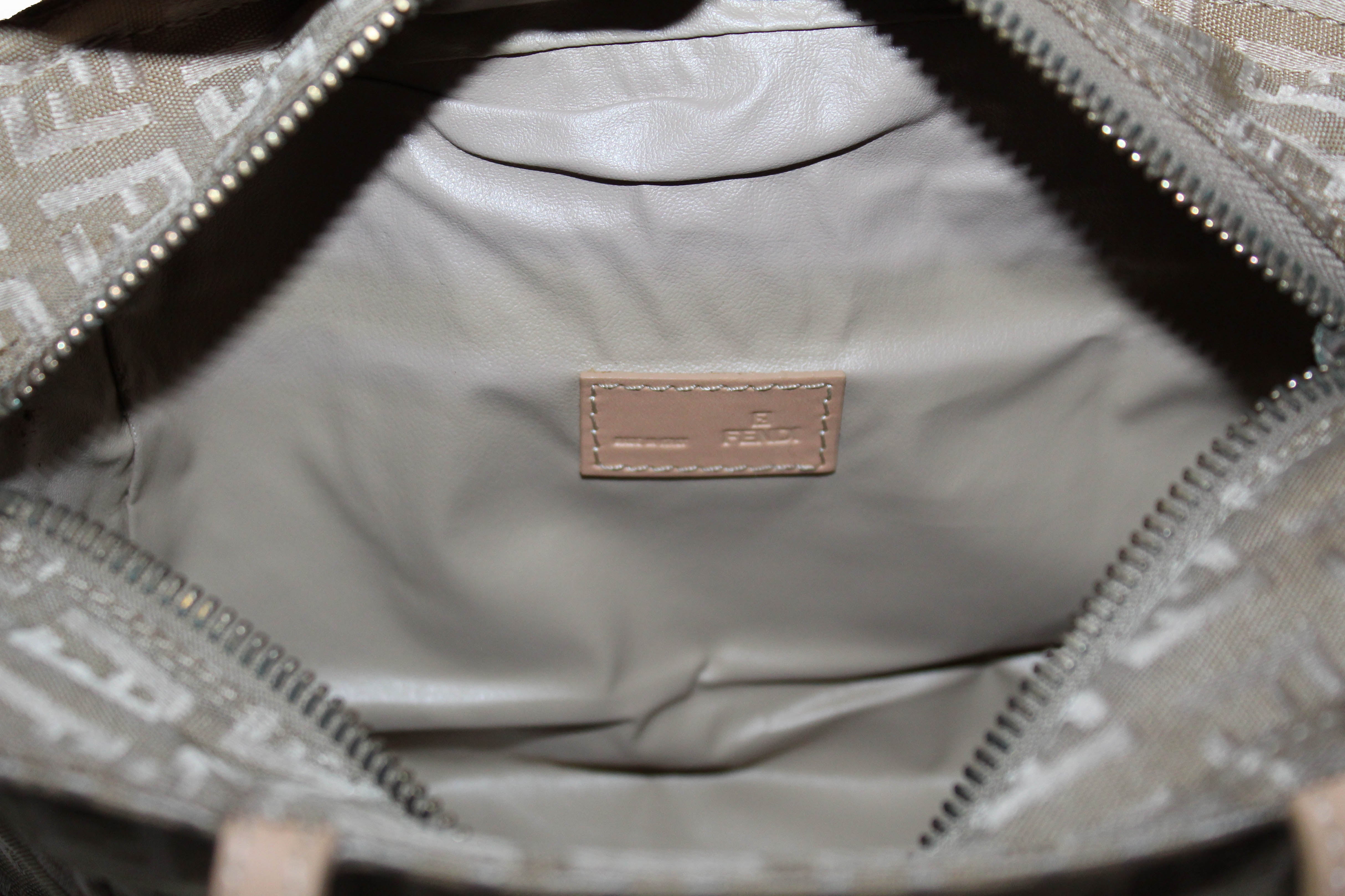 Authentic Fendi Beige Zucchino Canvas Mini Handbag for Women | Luxury Designer Crossbody Purse | Perfect for Date Night, Parties & Special Occasions
