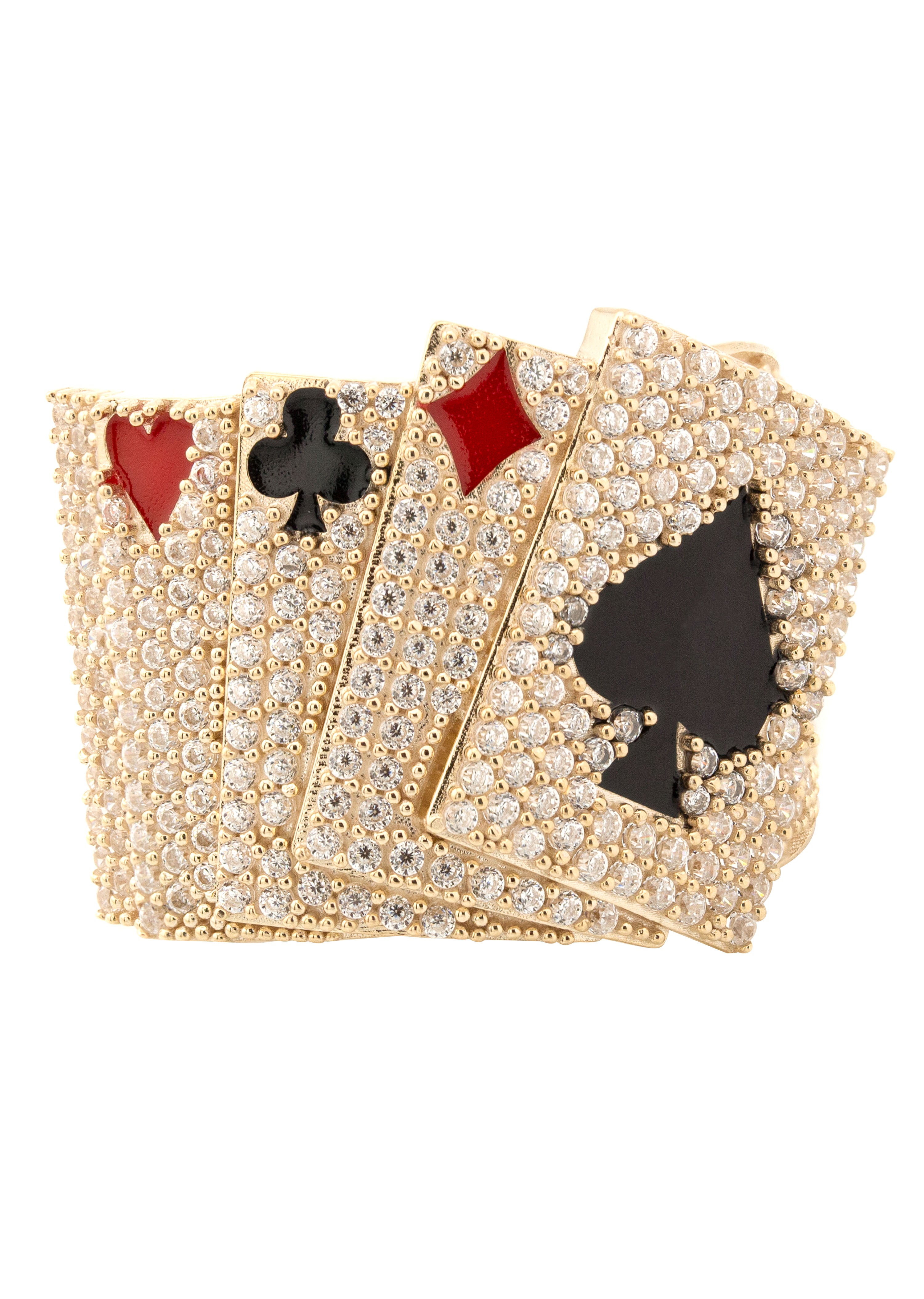 10K Gold Men's Cards Ring - 13 Grams Heavy Duty Statement Piece for Poker Players & Casino Enthusiasts