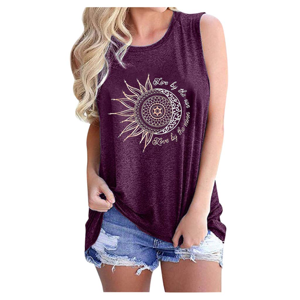 LEKODE Women's Fashion Printed Tank Tops - Casual Crewneck Sleeveless Blouse for Summer, Beach, Travel & Daily Wear