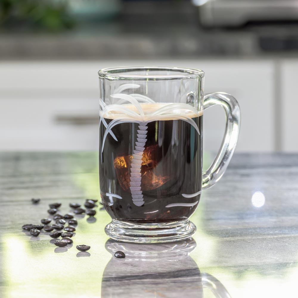 16oz Palm Tree Design Bolero Glass Mug Set of 2 - Perfect for Tropical Drinks, Iced Coffee & Summer Cocktails at Home or Beach Parties