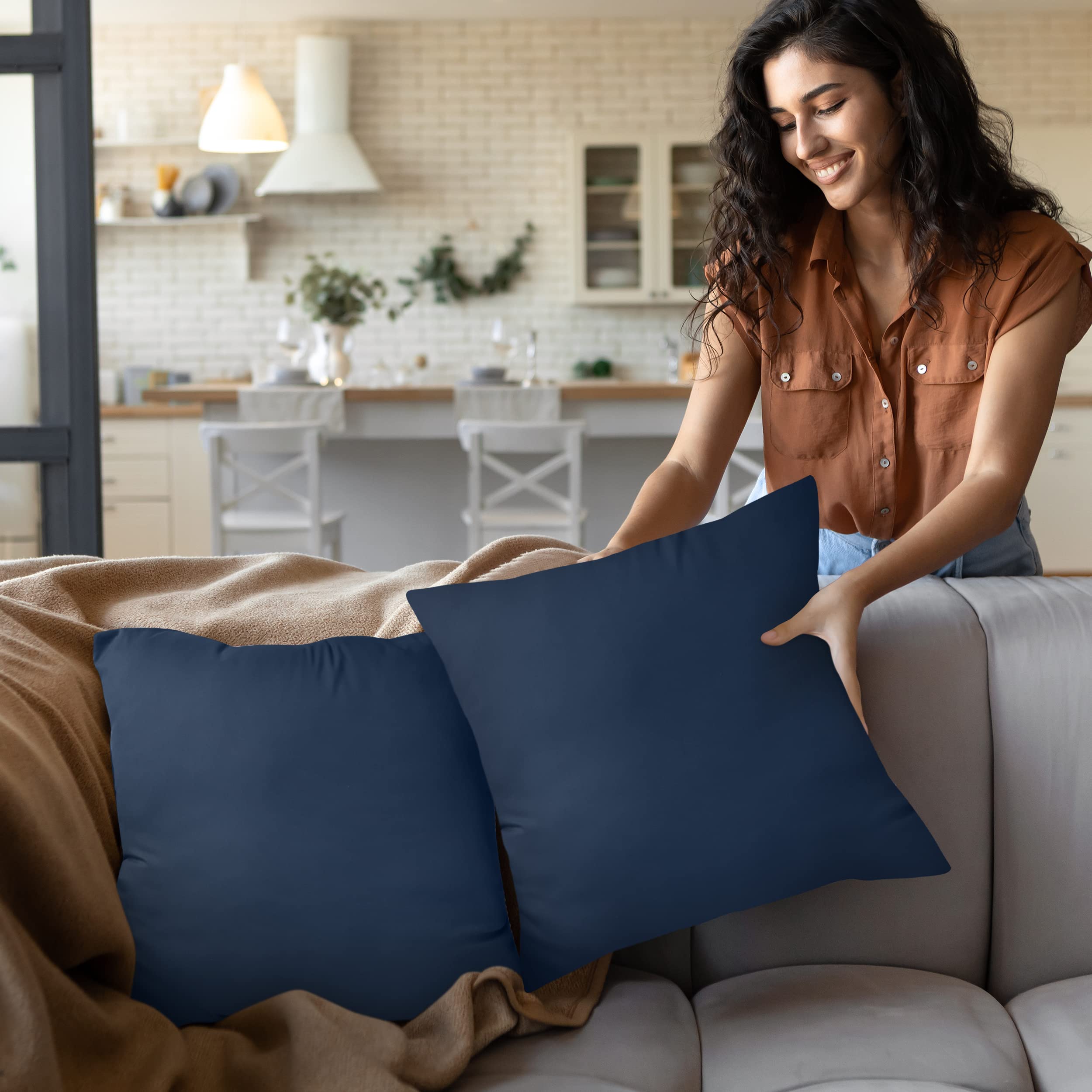 Utopia Bedding 20x20 Inches Navy Throw Pillow Inserts (Pack of 2) - Soft Decorative Couch & Bed Pillows for Living Room, Bedroom, and Home Decor