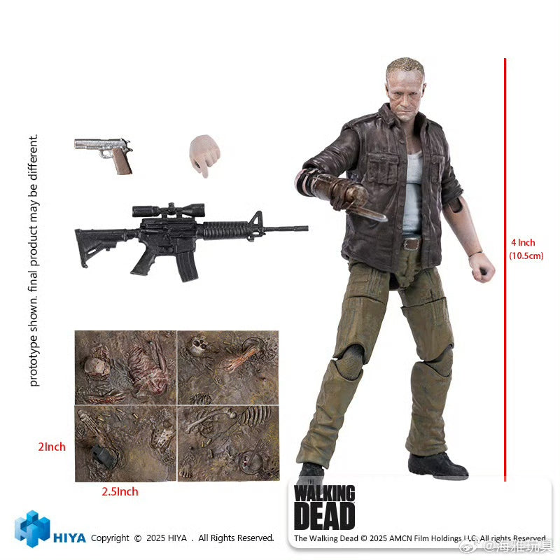 Pre Order 1/18 HIYA 4inch The Walking Dead Merle Action Figure - Highly Detailed Collectible Miniature for Display & Role Play Scenes