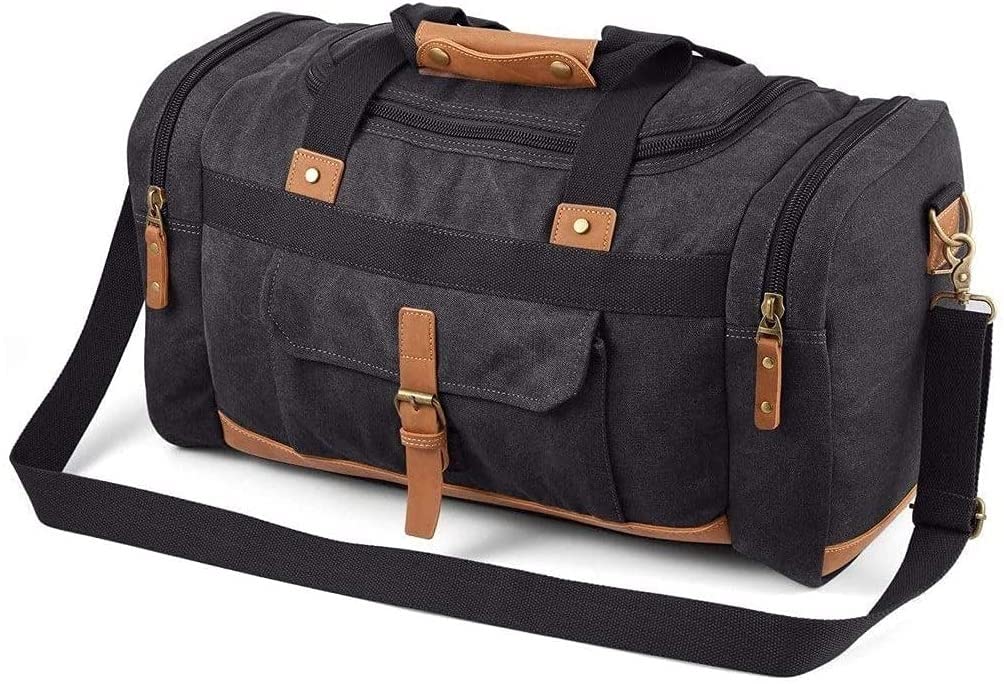 Premium Canvas Travel Duffel Bag for Men & Women - Large Weekender Overnight Gym Bag - Perfect for Weekend Getaways, Gym Workouts & Business Trips (Color: A)