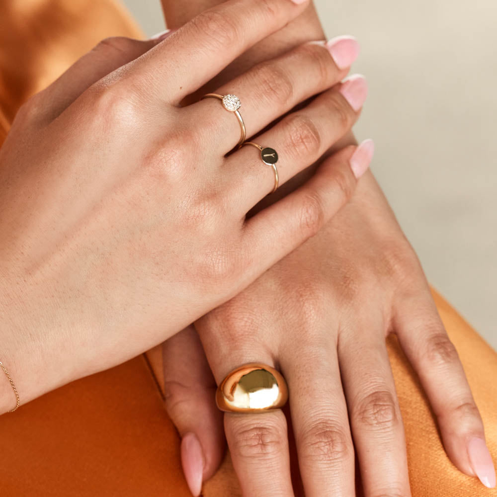 10k Gold Mini Engravable Disc Ring - Personalized Jewelry Gift for Women, Engraved Nameplate Ring for Anniversary, Wedding, Birthday - Perfect for Everyday Wear & Special Occasions