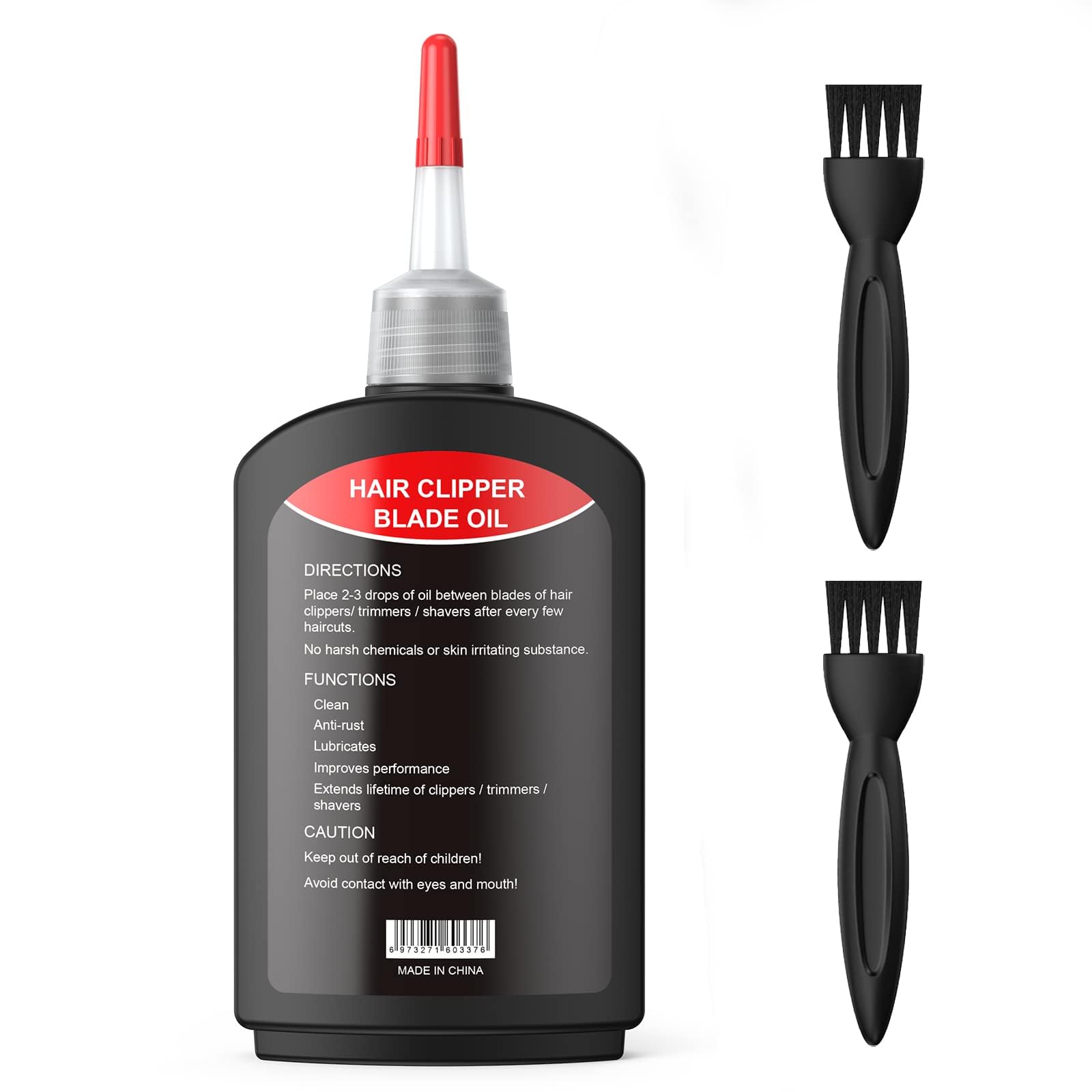 Opove Premium Hair Clipper Blade Lubricating Oil - 4.05oz/120ml for Clippers, Trimmers & Groomers | Rust Prevention & Smooth Operation | Includes Cleaning Brushes | Ideal for Home Haircuts & Professional Barber Use
