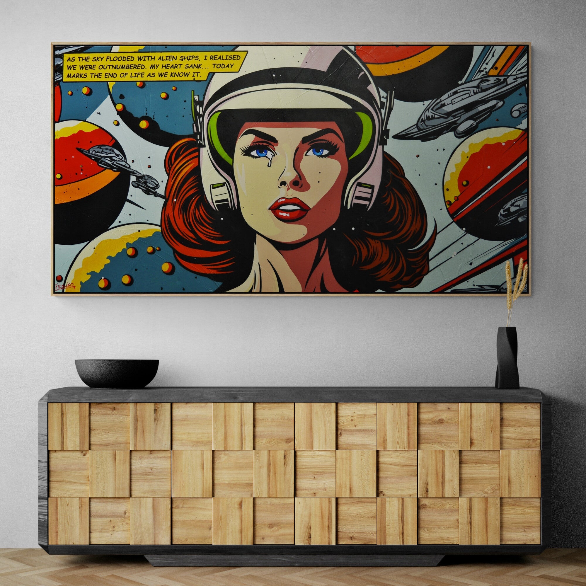190cm x 100cm Classic Pop Art Space Painting - Modern Wall Decor for Living Room, Bedroom & Office | Large Canvas Artwork for Home & Commercial Spaces