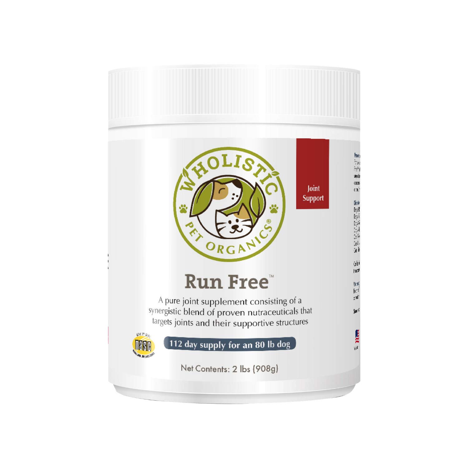 Wholistic Pet Organics Run Free Dog Joint Supplement - Natural Hip & Joint Support with Glucosamine, MSM & Chondroitin for Mobility - Best for Active & Senior Dogs - Perfect for Walks, Hikes & Daily Playtime