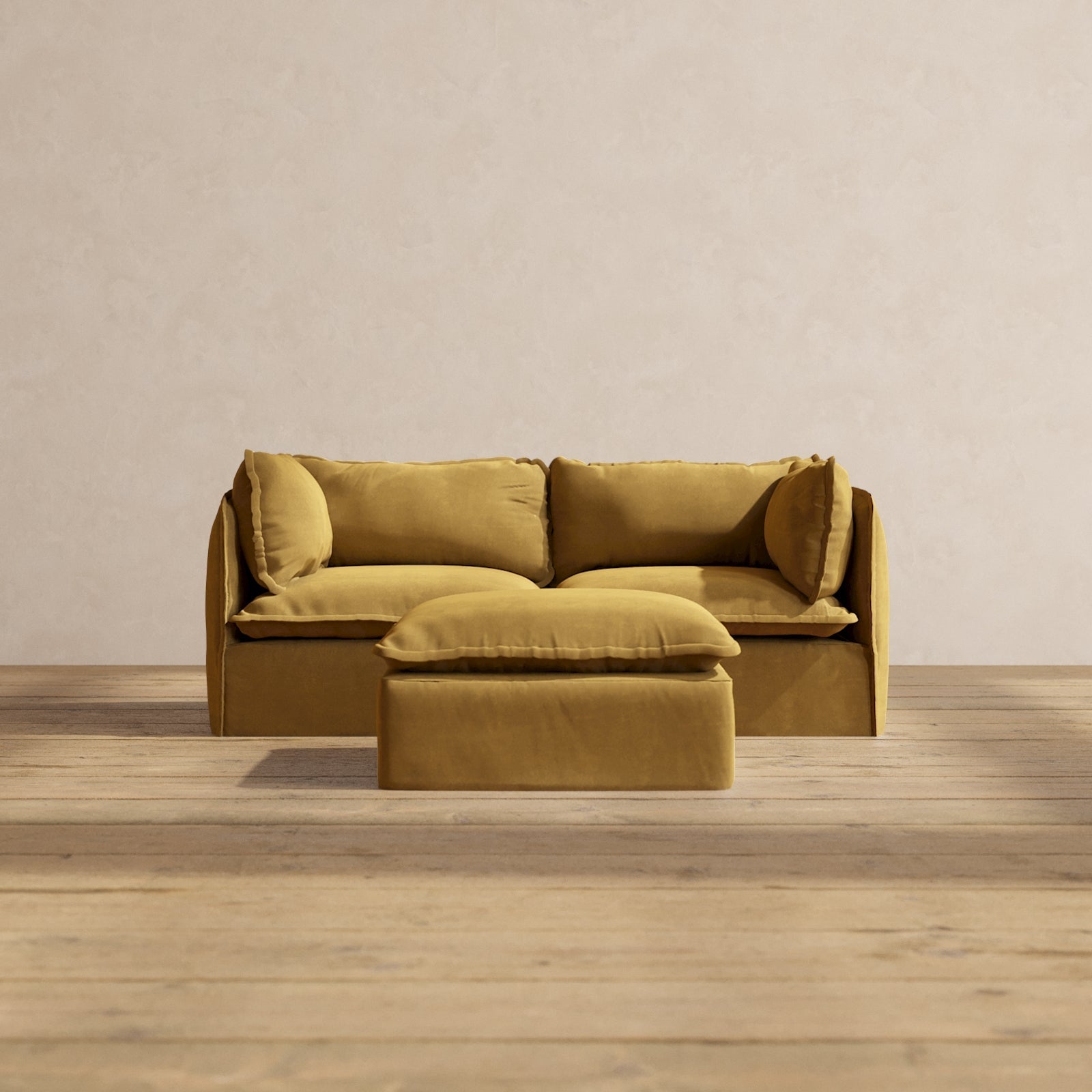 Premium Modular 2-Seater Sofa with Ottoman in Toffee Brown | Luxe Fabric Blend | Perfect for Living Rooms, Home Theaters & Cozy Spaces