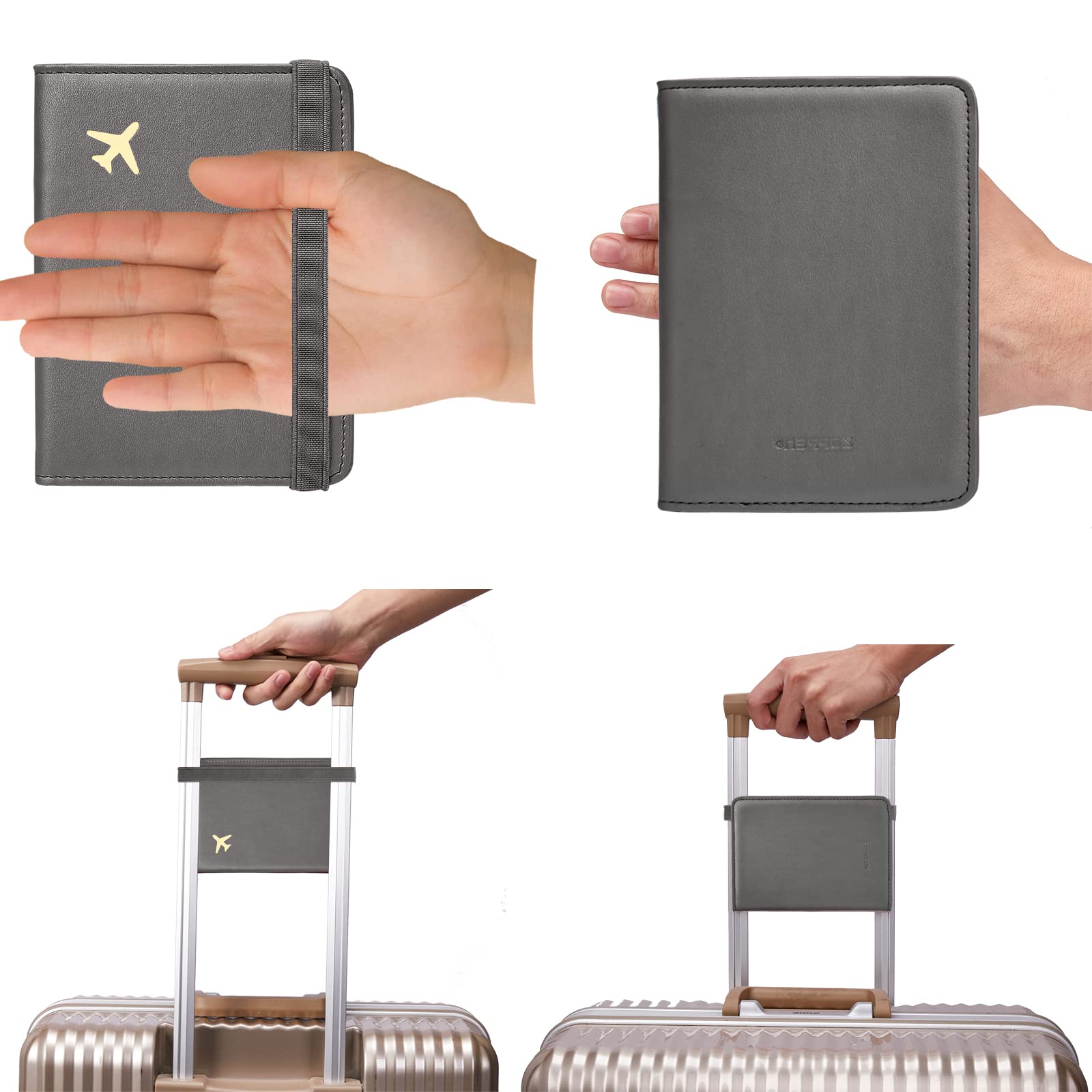 ZOPPEN RFID Blocking Passport Holder Wallet for Women & Men - Travel Document Organizer Cover Case with Secure ID Protection, Grey | Perfect for Airports, Vacations & Business Trips