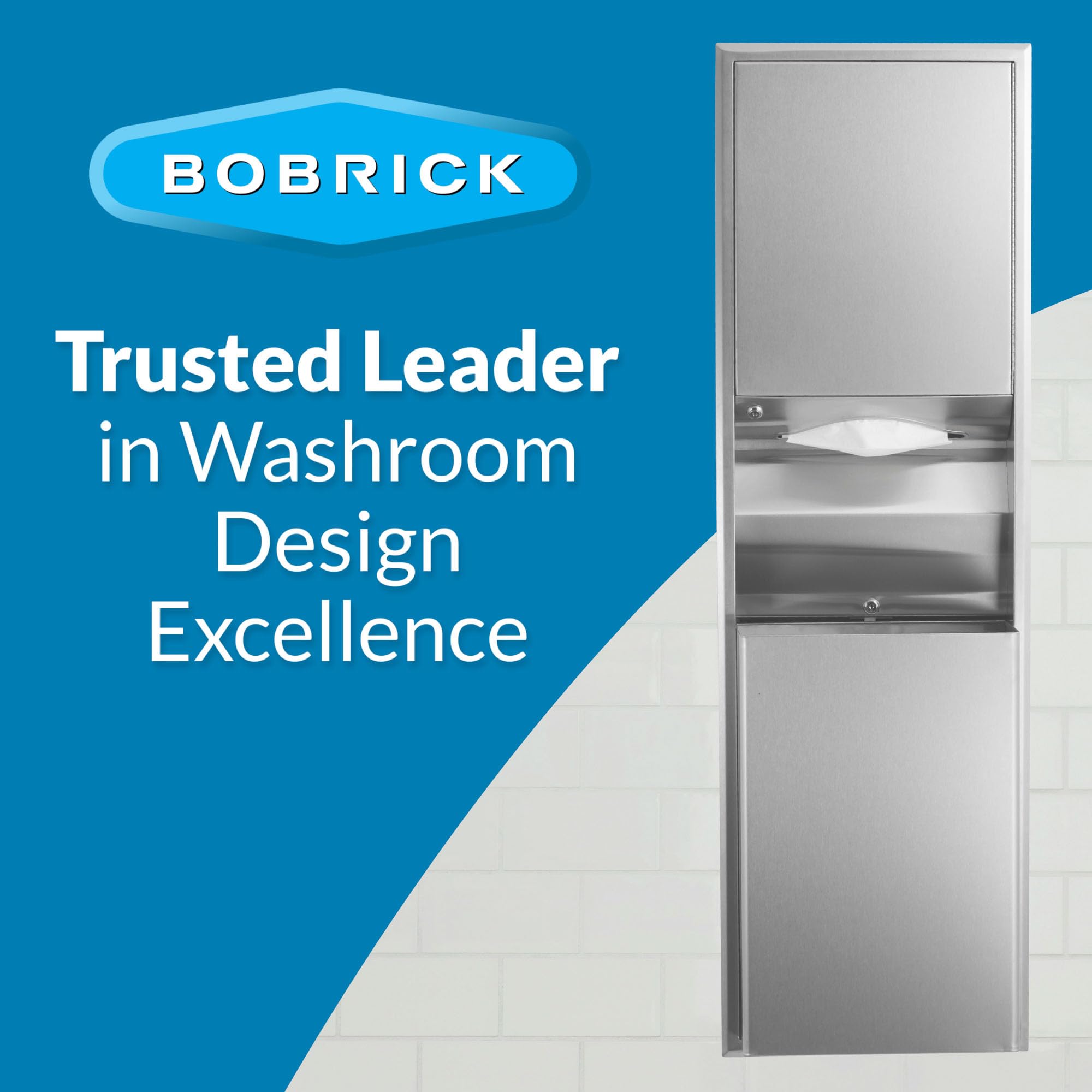 Bobrick ClassicSeries Recessed Convertible Paper Towel Dispenser with Waste Receptacle - 15.19