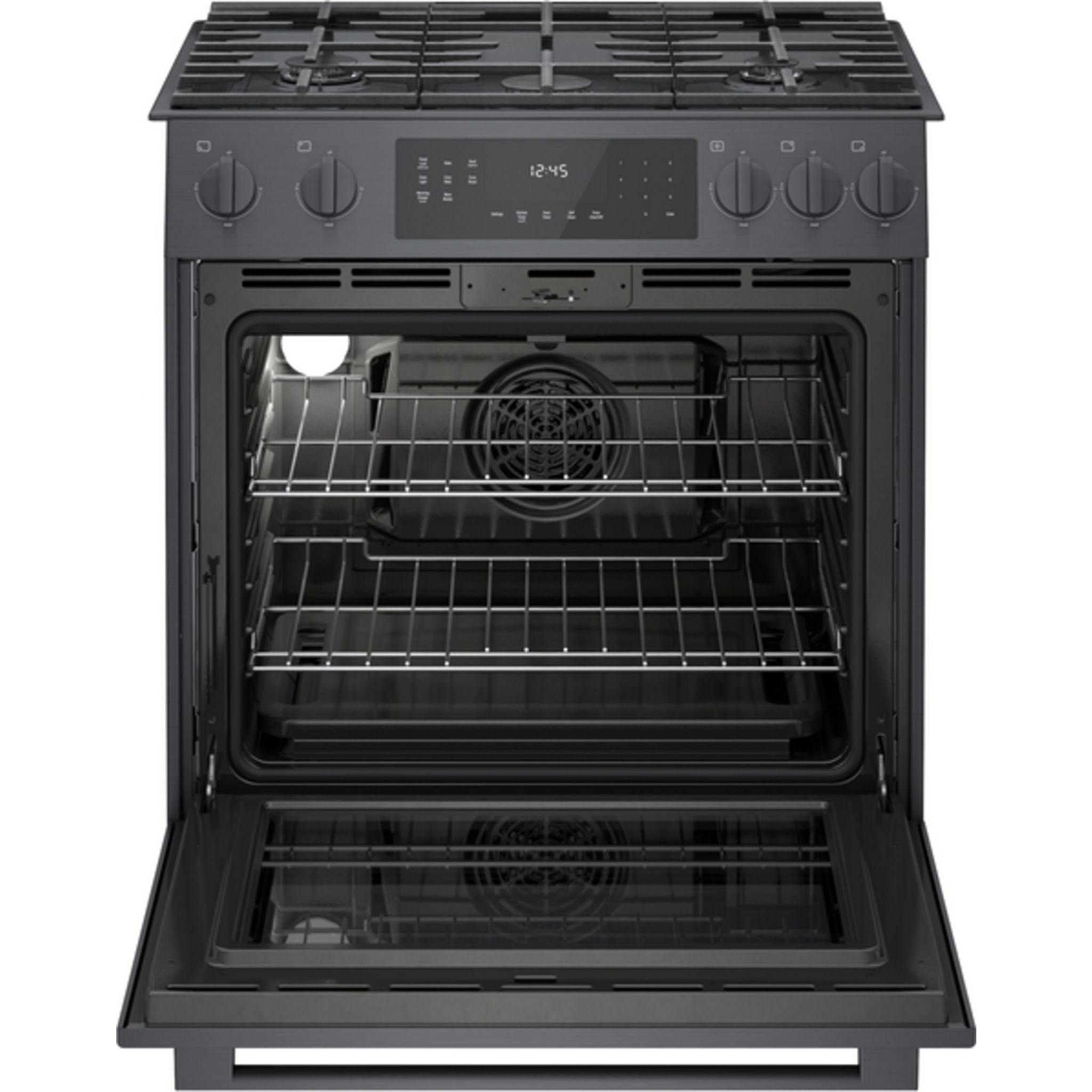 Bosch 30 Inch Slide-In Gas Range with 4 Burners - HGI8046UC Black Stainless Steel for Modern Kitchen Cooking