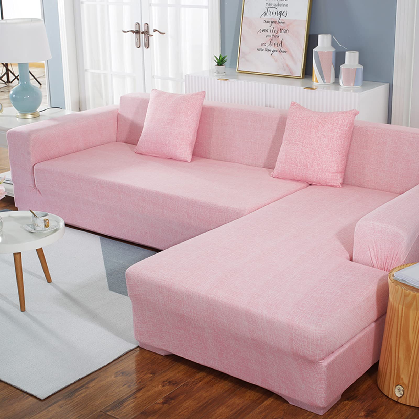 Stain Resistant Solid Color Sofa Slipcover with Elastic Bottom - Multi-Size Stretchable Couch Cover for Sectional, 5-Seater XXL Sofa - Perfect for Living Room Furniture Protection & Home Decor