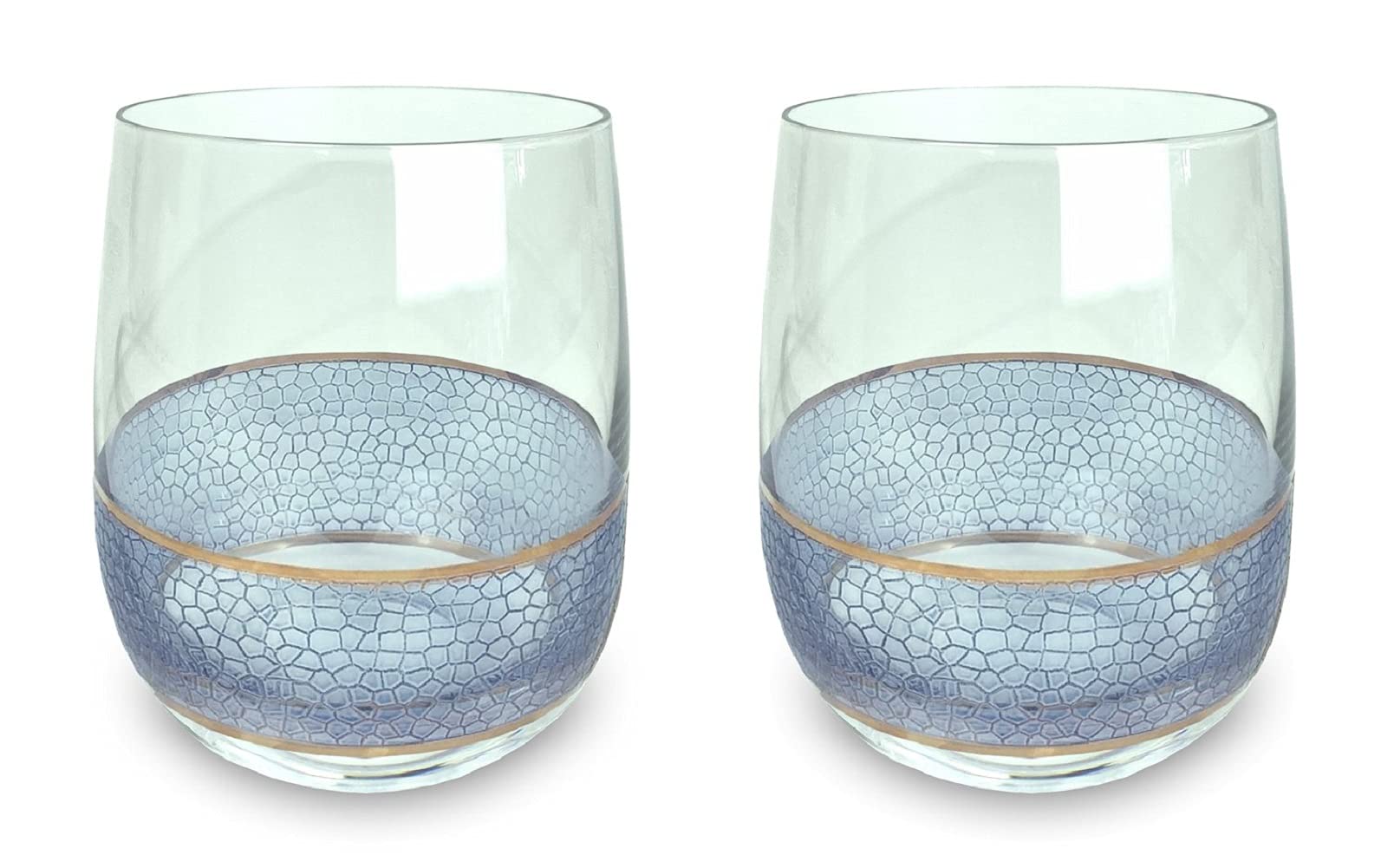 Premium Panthera Indigo Double Old Fashioned Whiskey Glasses - Set of 2 Elegant Barware for Cocktails, Bourbon & Scotch - Perfect for Home Bars, Gifts & Entertaining