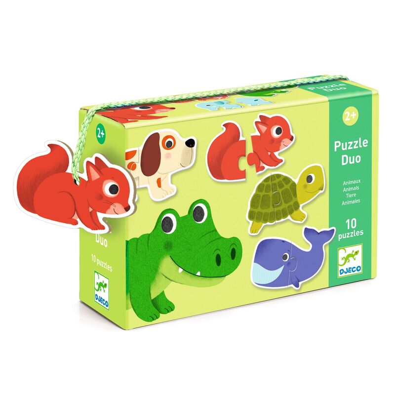 Duo Animals 20-Piece Toddler Puzzle Set by Djeco – Fun & Educational Wooden Puzzle for Kids Ages 2-4 – Perfect for Early Learning, Motor Skills & Family Game Night