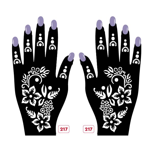 Apcute Henna Tattoo Stencil Kit - Easy-to-Use Temporary Tattoo Stickers for Kids, Girls & Women | Beautiful Mehandi Design Collection (Design No. H-B-217) - Perfect for Weddings, Festivals & Parties