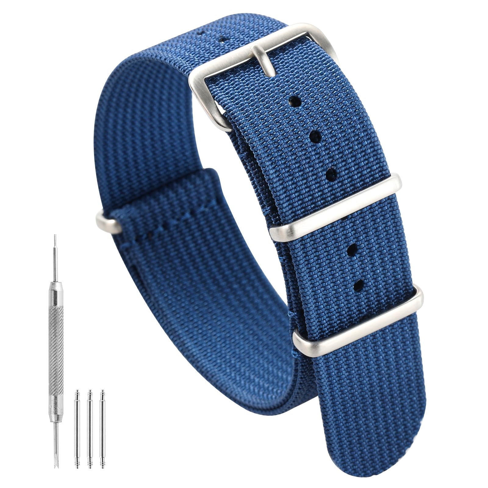 Nylon Watch Band 18mm 19mm 20mm 22mm 24mm, Waterproof Military Watch Straps with Stainless Steel Buckle - Durable Replacement Strap for Men & Women, Perfect for Outdoor, Hiking, and Sports Activities