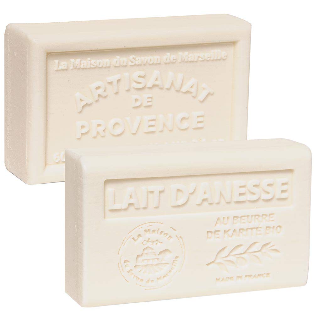 Organic Shea Butter French Soap Bar with Donkey Milk Fragrance - Authentic Marseille Soap for Sensitive Skin & Baby Care - 60g Luxury Bath & Body Gift for Women & Men