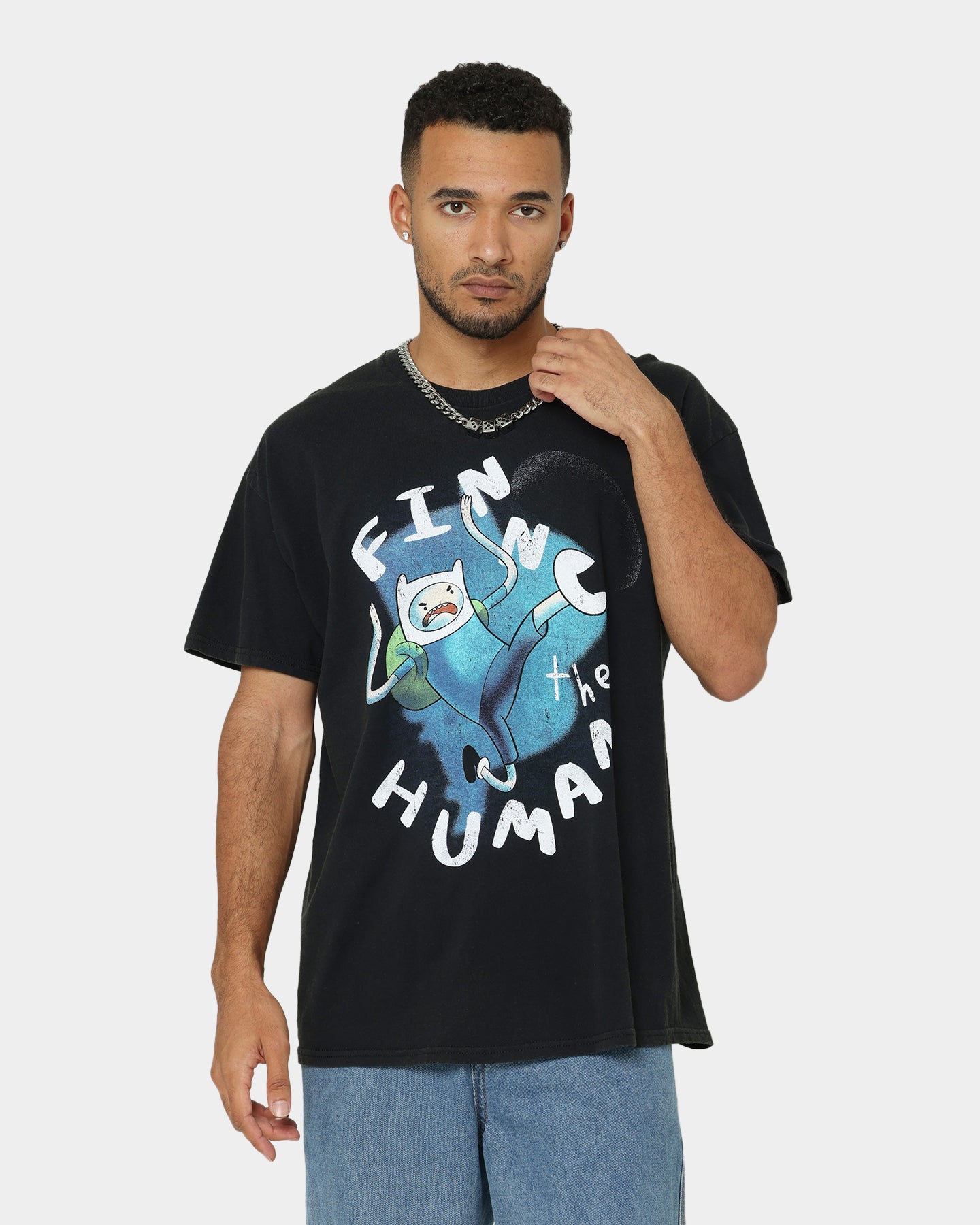 Vintage Adventure Time Finn The Human T-Shirt - Black Wash Retro Graphic Tee for Men & Women | Perfect for Cosplay, Casual Wear & Fan Gifts