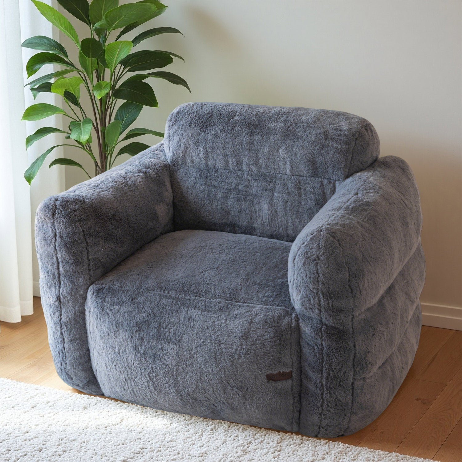 MAXYOYO Giant Bean Bag Chair - Ultra Soft Fluffy Bean Bag Couch for Living Room, Bedroom & Game Room - Dark Grey - Perfect for Relaxing, Lounging & Gaming