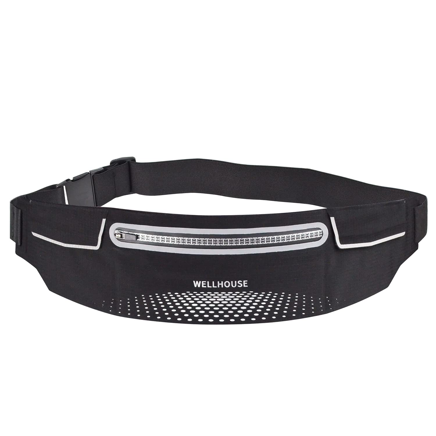 Waterproof Reflective Fanny Pack for Women & Men - Slim Running Belt Waist Bag for Hiking, Fitness, Cycling, Gym & Workout - Hands-Free Phone Wallet Bag Fits All Smartphones (Black) - Perfect for Outdoor Activities, Travel & Everyday Use