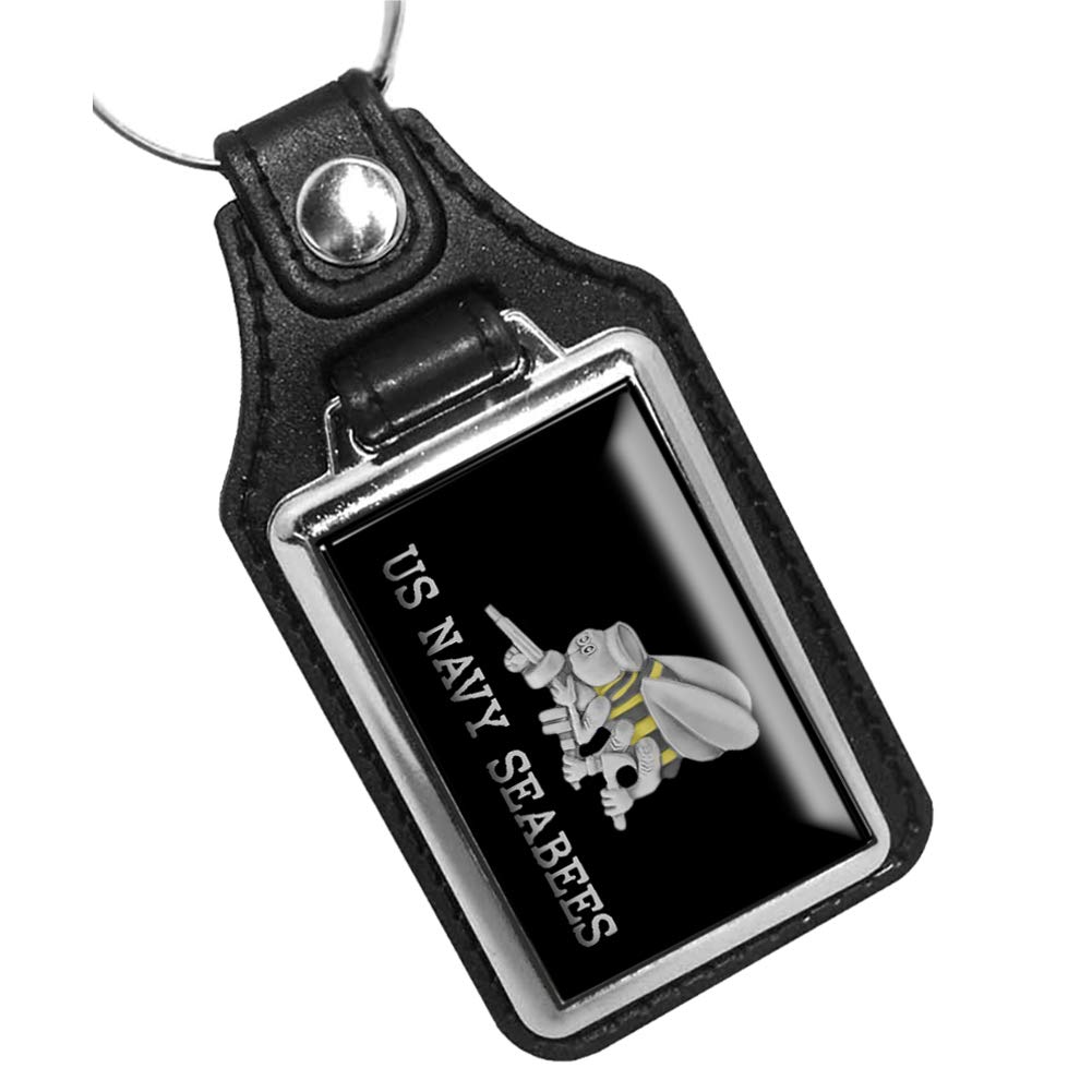USN United States Navy Seabees Emblem Keychain - Heavy Duty Metal Key Ring for Men & Women - Perfect for Military Enthusiasts, Car Keys & Everyday Carry