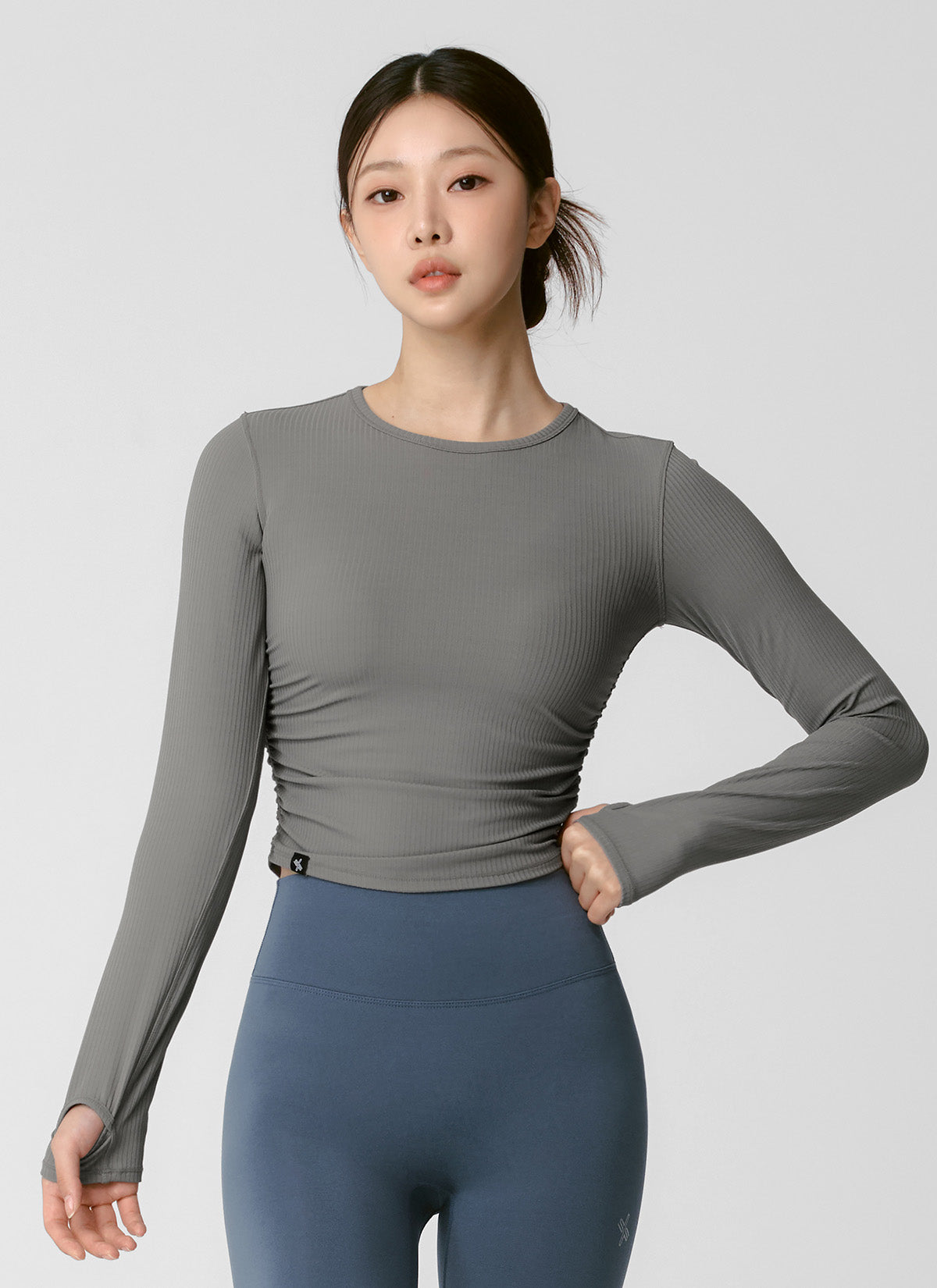 Stylish Side Shirring Crop Long Sleeve Top for Women - Perfect for Casual Outings, Date Nights & Layered Outfits