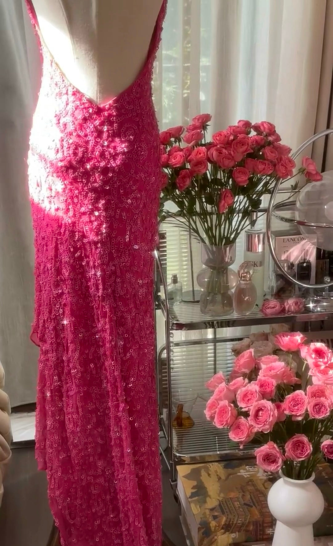 Elegant Pink Sequin Halter Mermaid Prom Dress - Backless Evening Gown J6547 for Homecoming, Pageant, and Formal Events