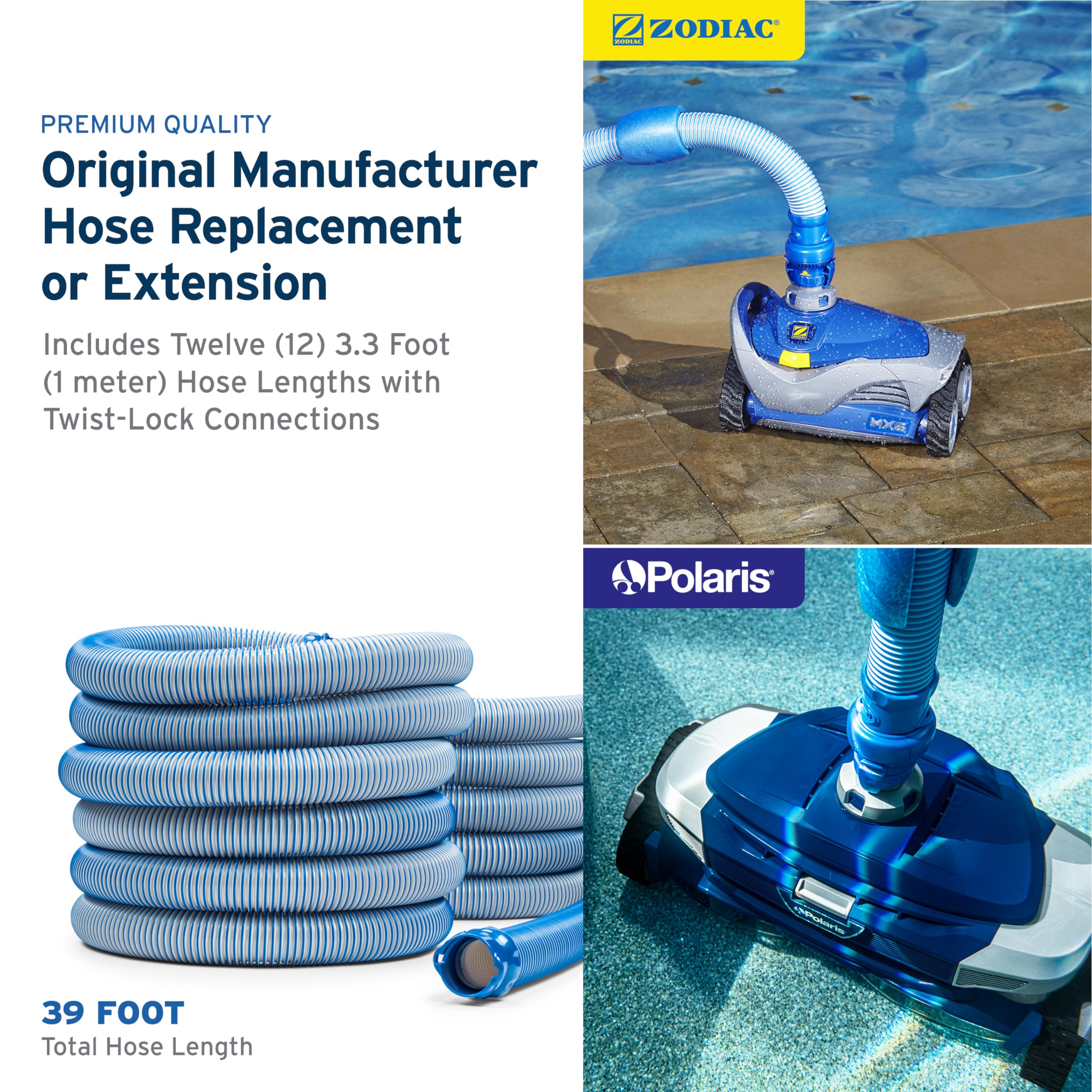 Zodiac Pool Systems R0527800 Pool Cleaner Hose Replacement - 12 Pack for In-Ground & Above Ground Swimming Pools - Durable & Flexible for Automatic Pool Cleaners